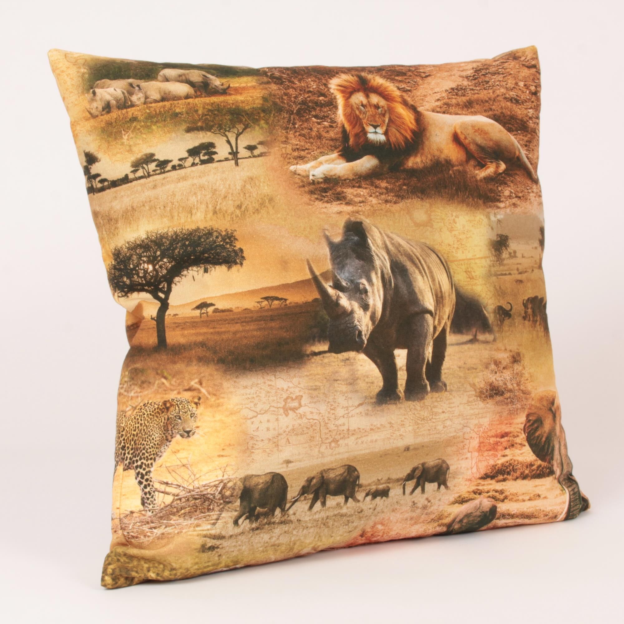 Kissenbezug 30x30 cm Afrika Safari Tiere Half Panama