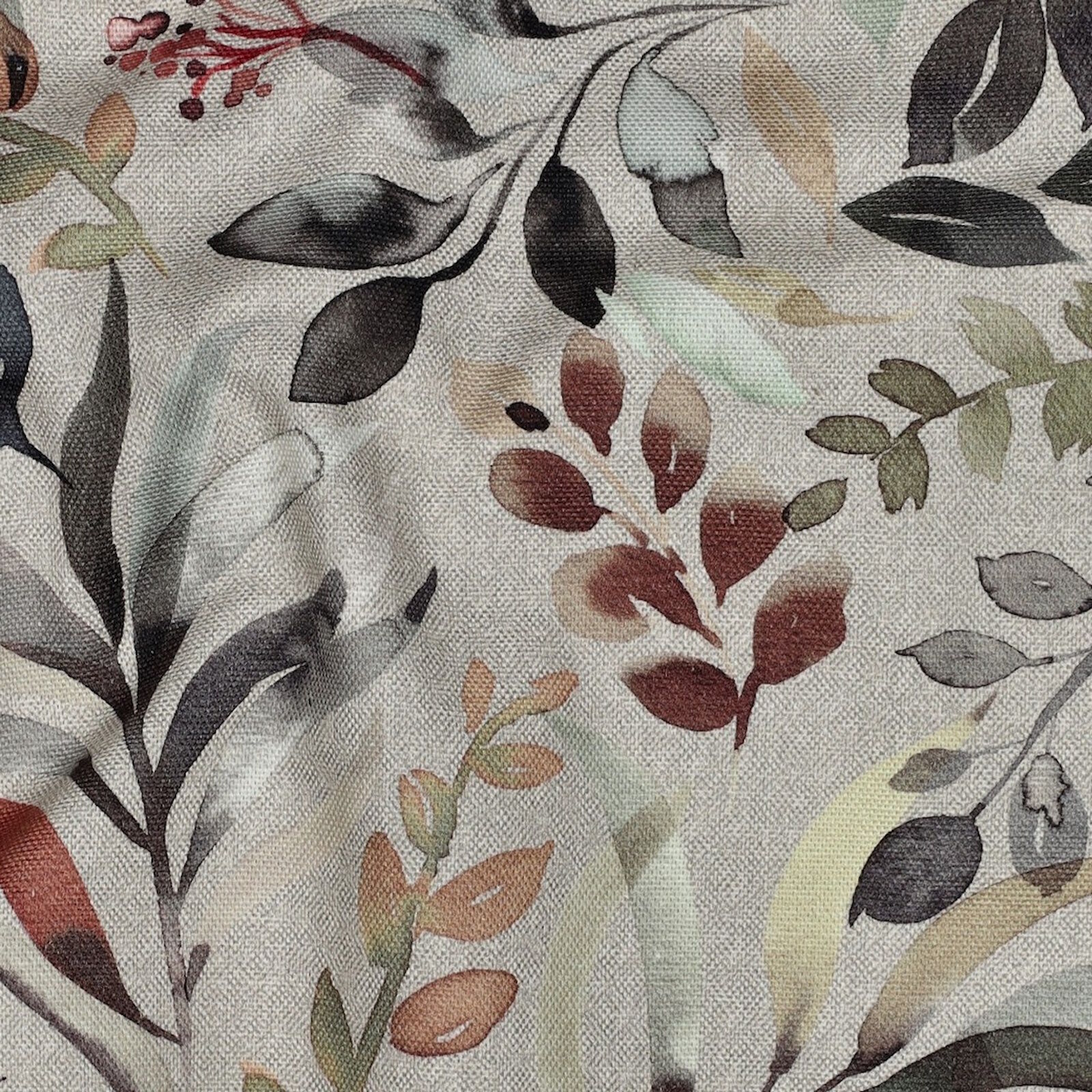 Canvas Stoff Blätter Beige Leinenoptik Meterware 138 cm
