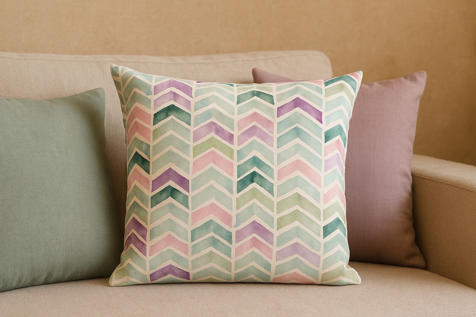 Kissenbezug Pfeilmuster Pastell Farben