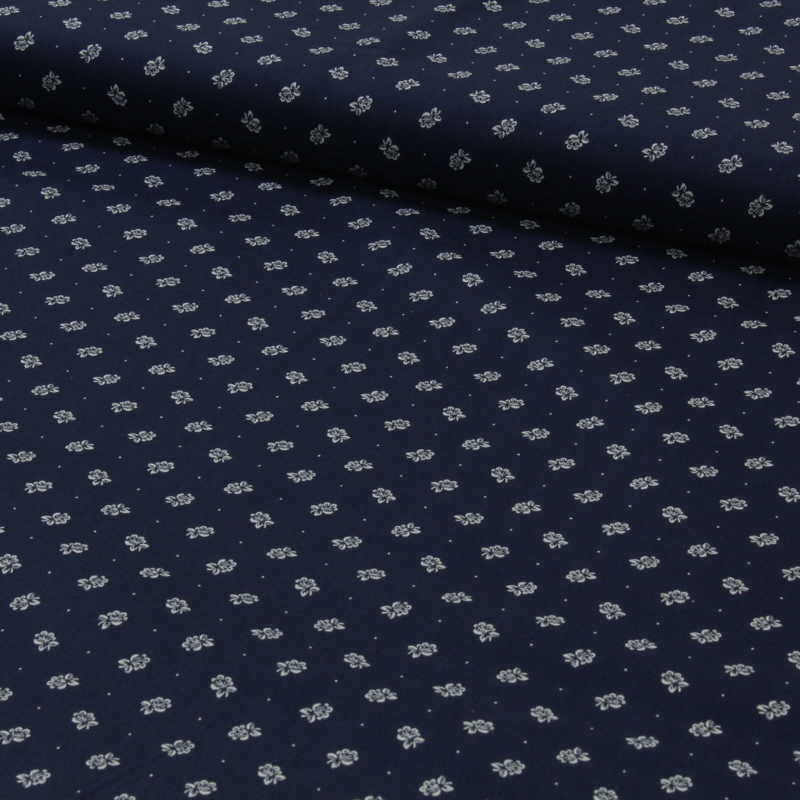 Stoff Meterware Blumen Punkte Karoline Navy