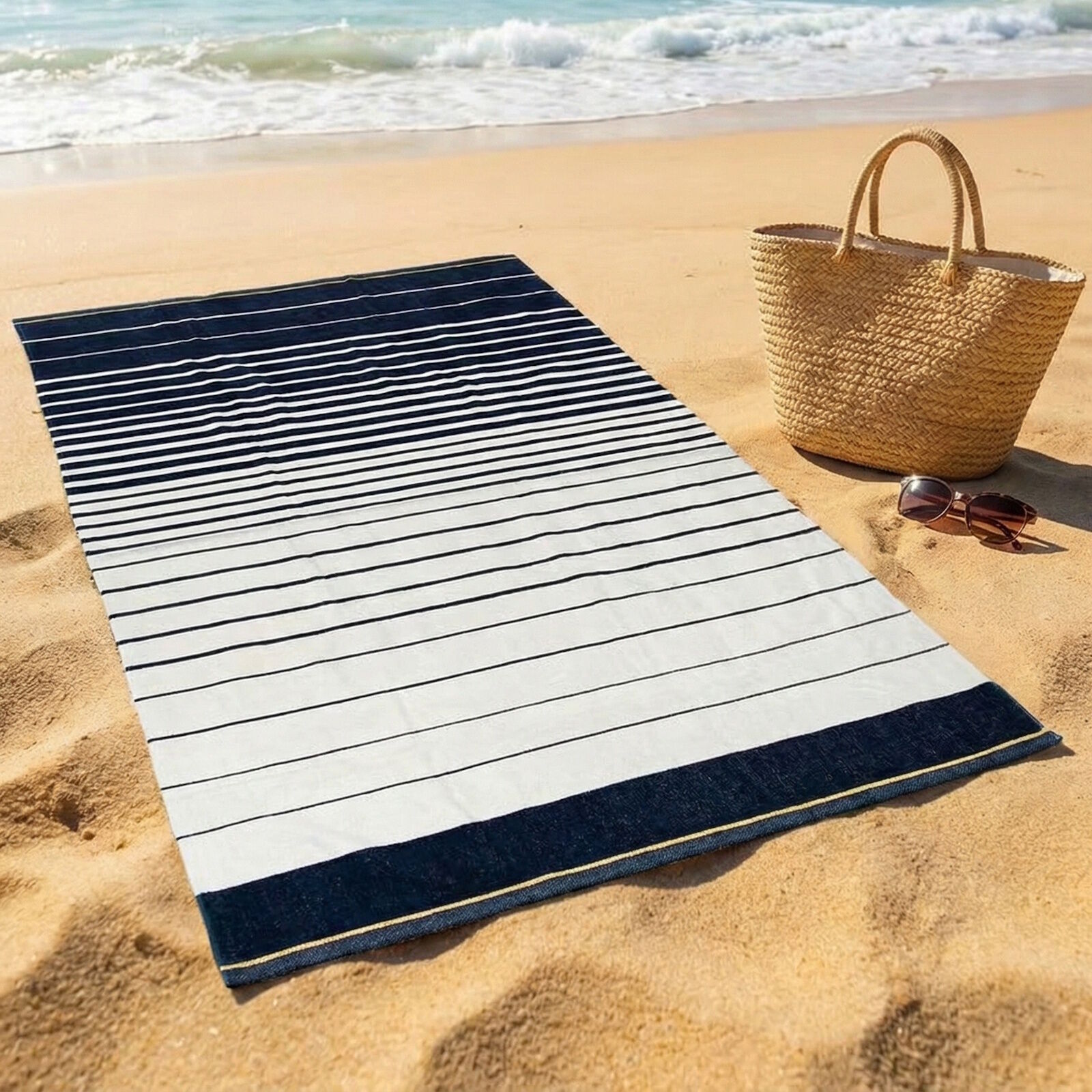 Strandtuch 90x170 cm Velour Streifen