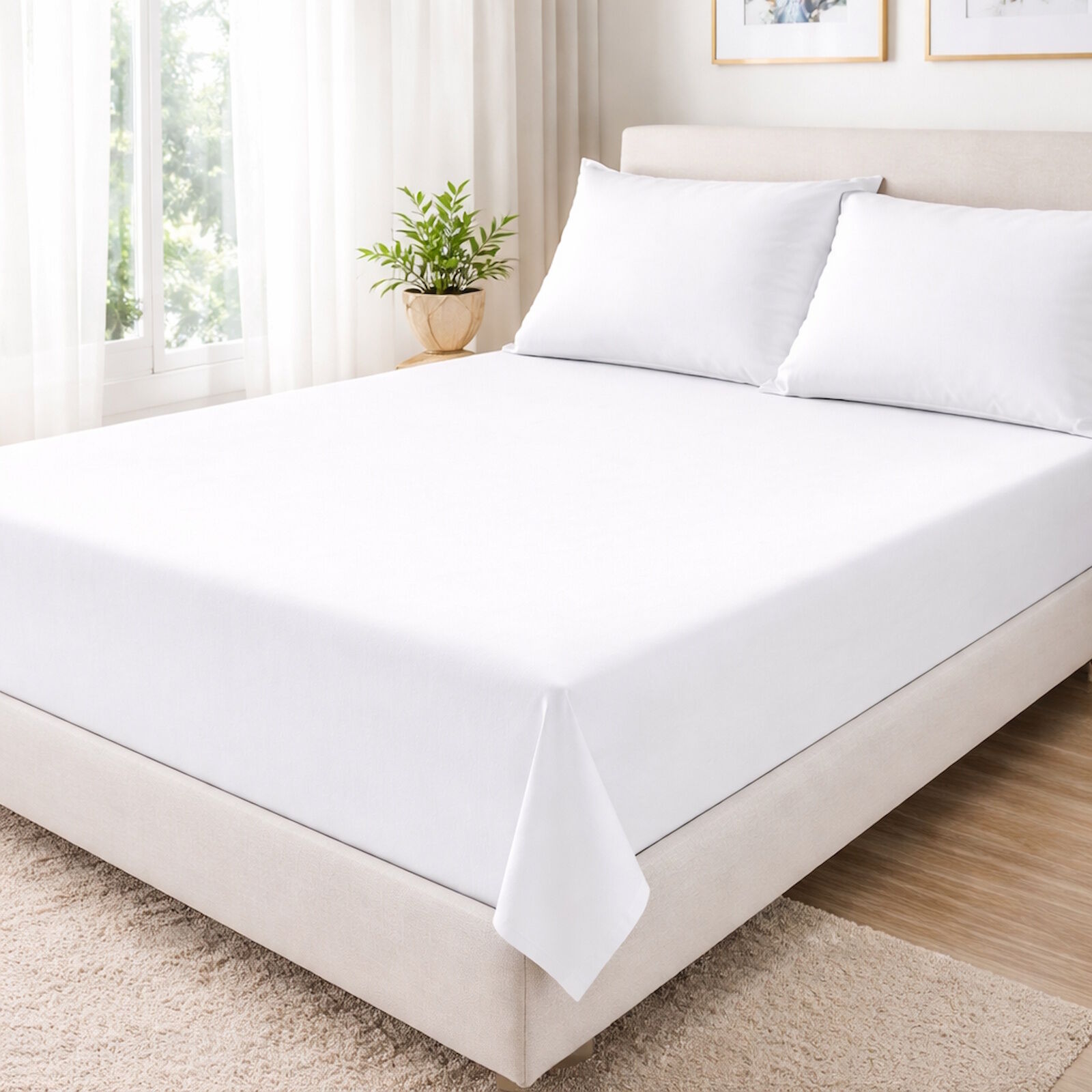 Bettlaken 150x250 cm Weiß Baumwolle 2er Pack