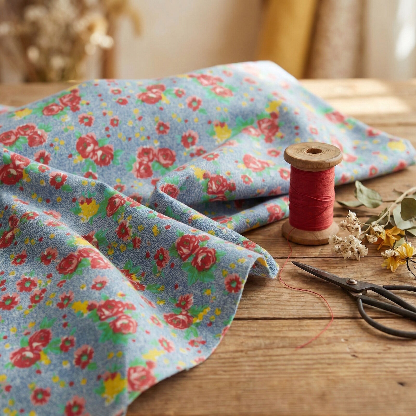 Blumen Stoff Jeans Rosen