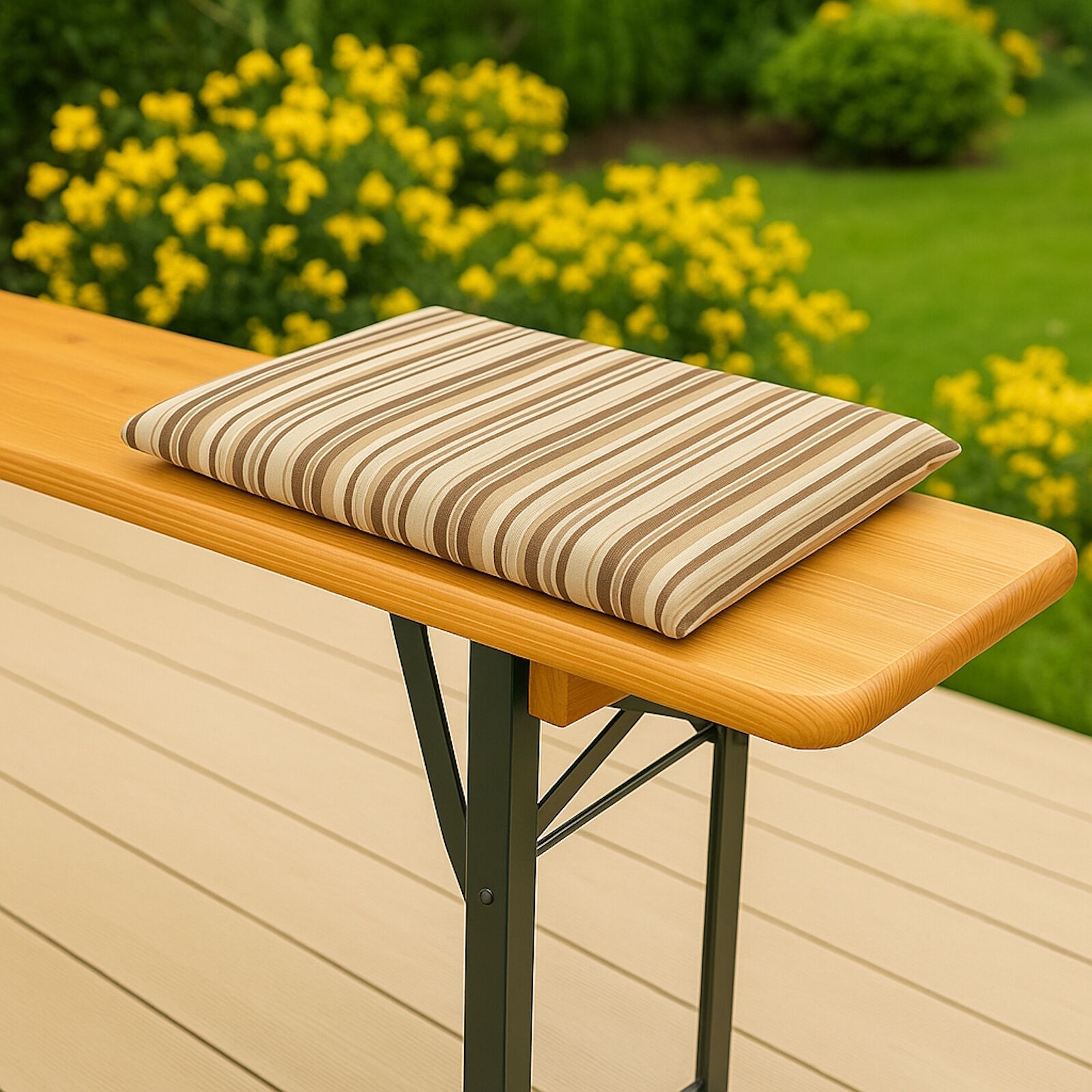 Outdoor Sitzkissen Streifen Braun/ Beige