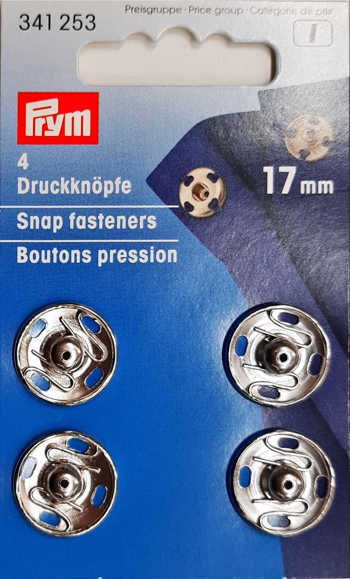 Annäh-Druckknöpfe MS 17 mm silberfarbig