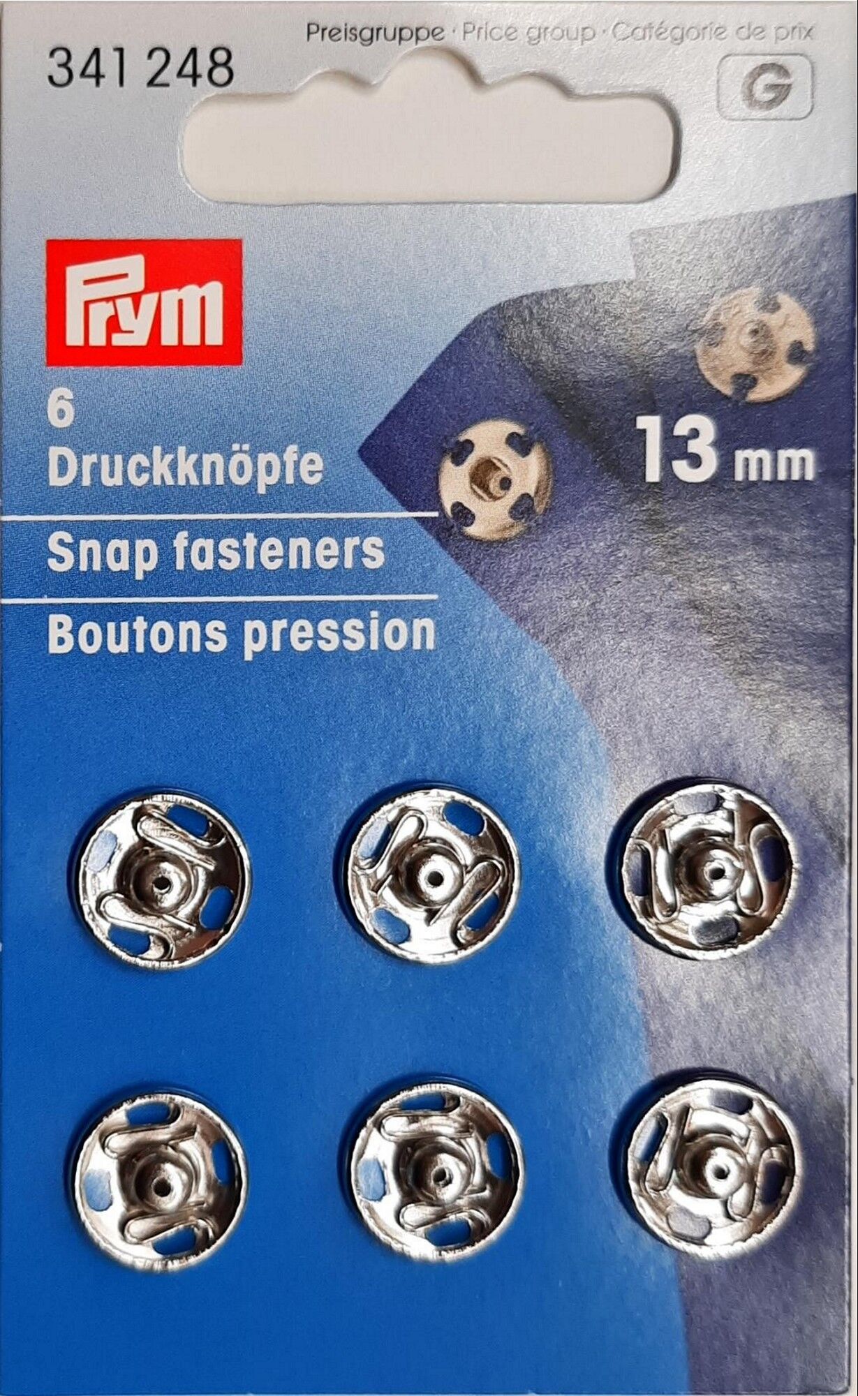 Annäh-Druckknöpfe MS 13 mm silberfarbig