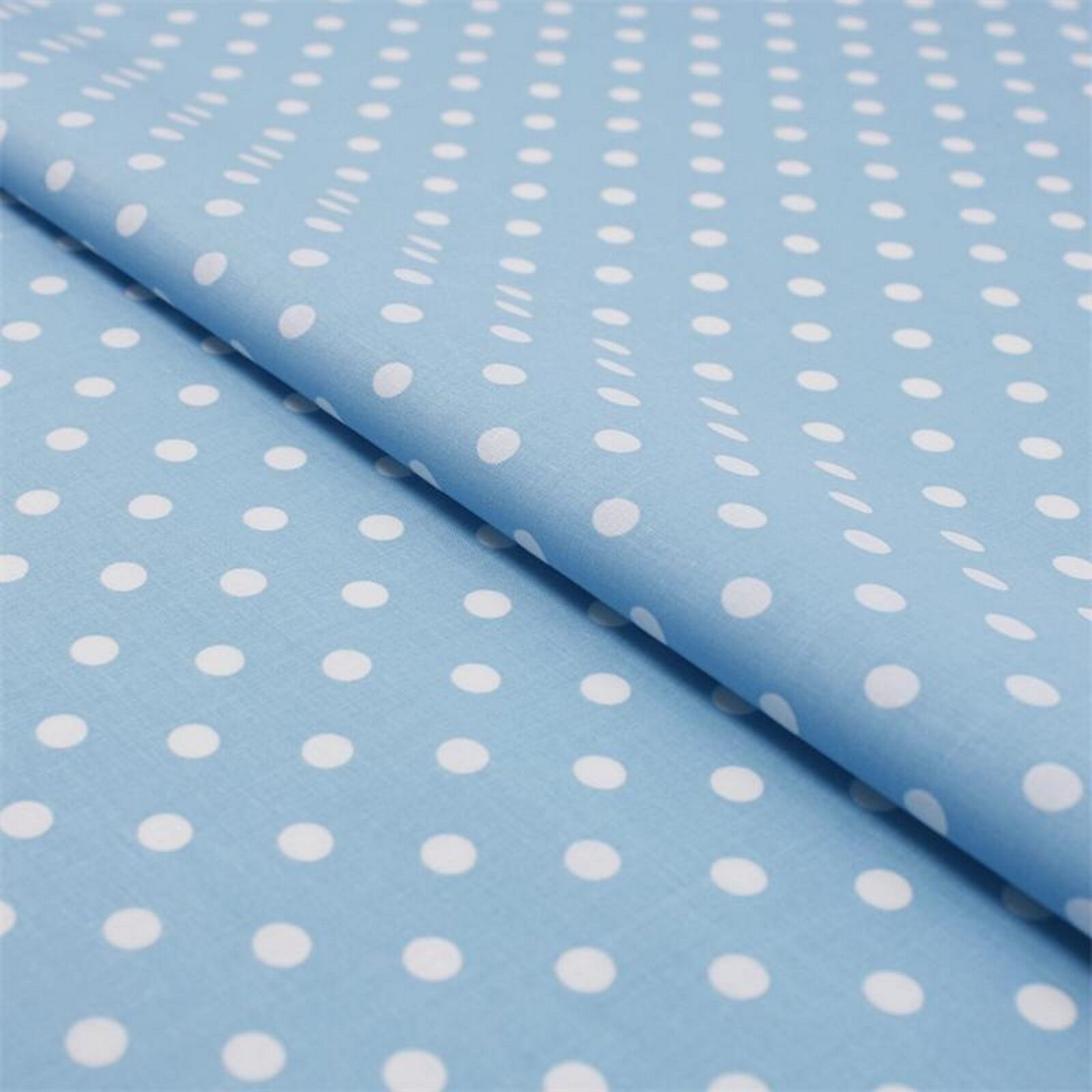 Stoff Meterware Punkte 7 mm-Weiß auf Hellblau