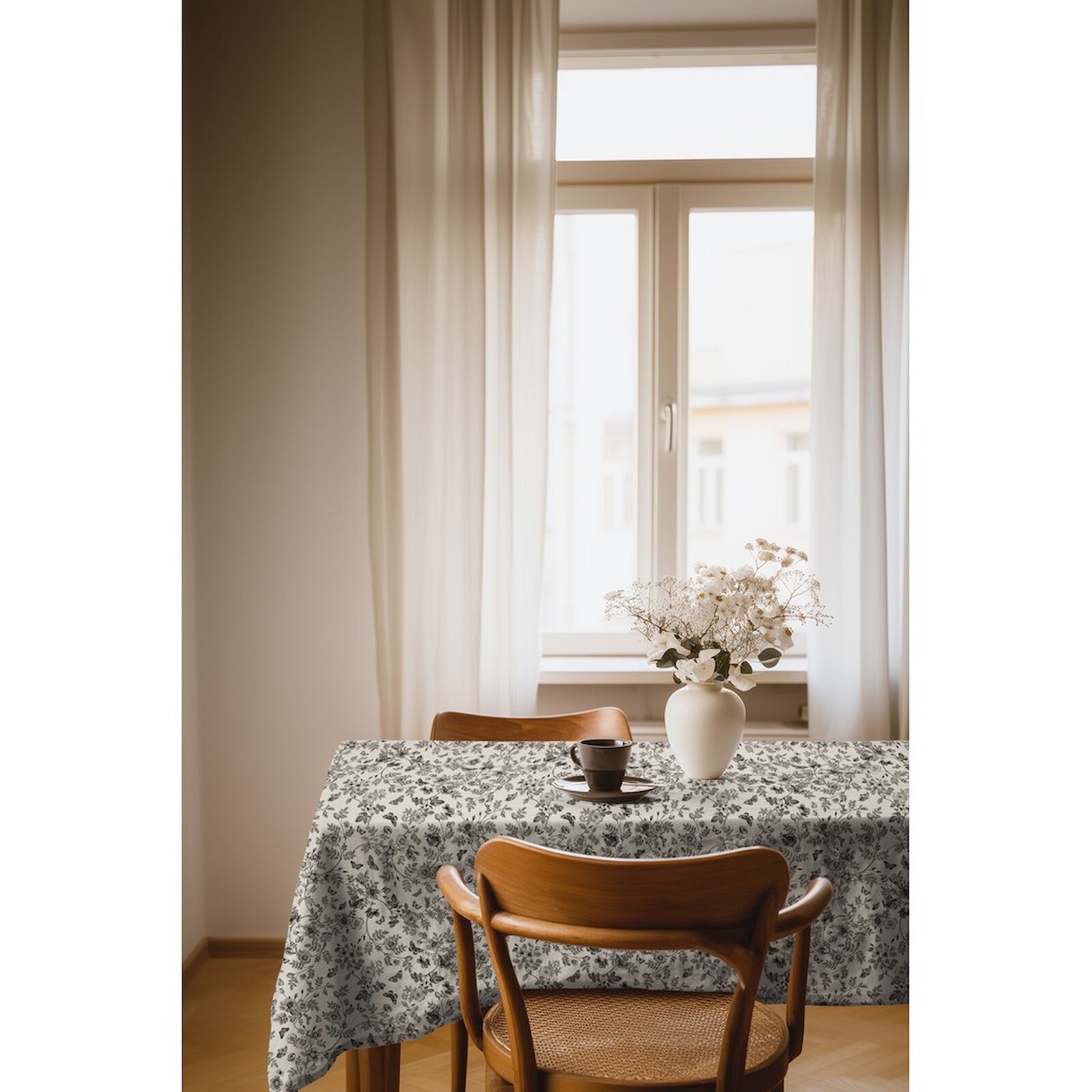 Canvas Stoff Rosen Schmetterlinge Leinenoptik 148 cm