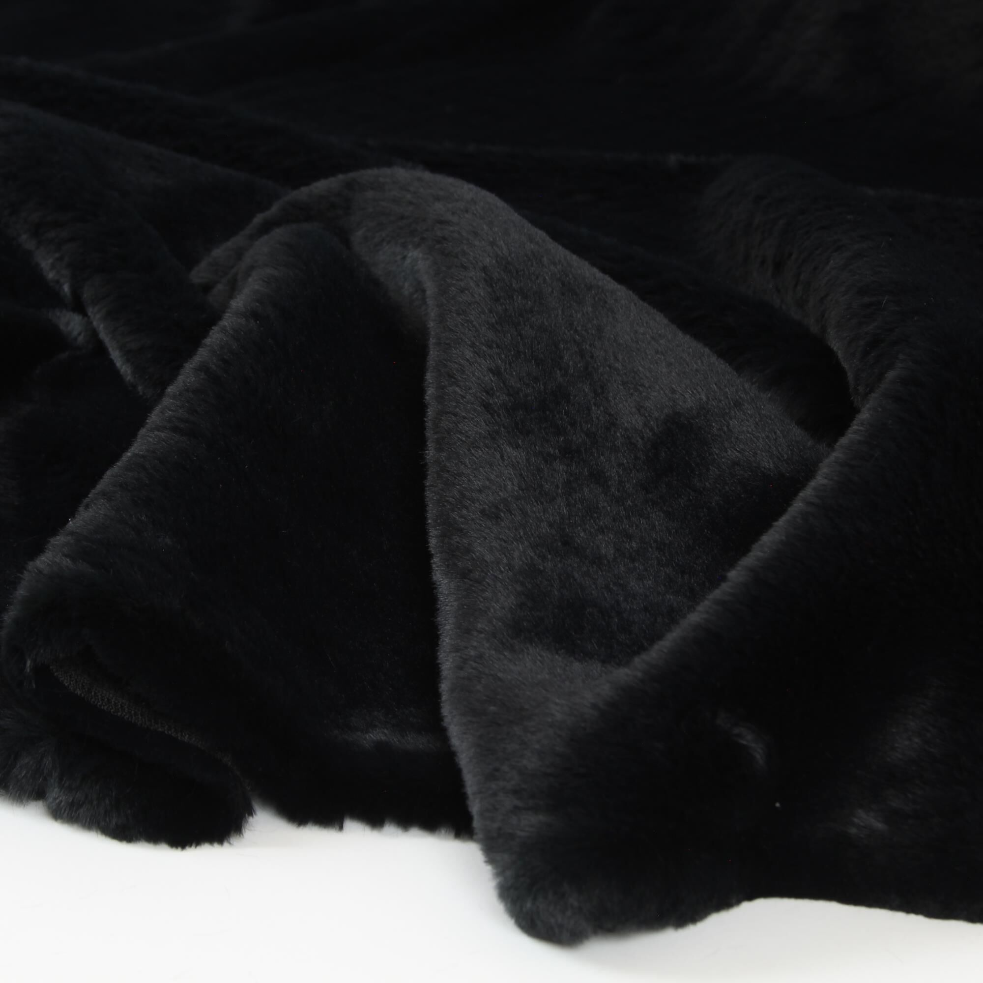 Stoff Meterware Vison Schwarz Plüsch Fellimitat