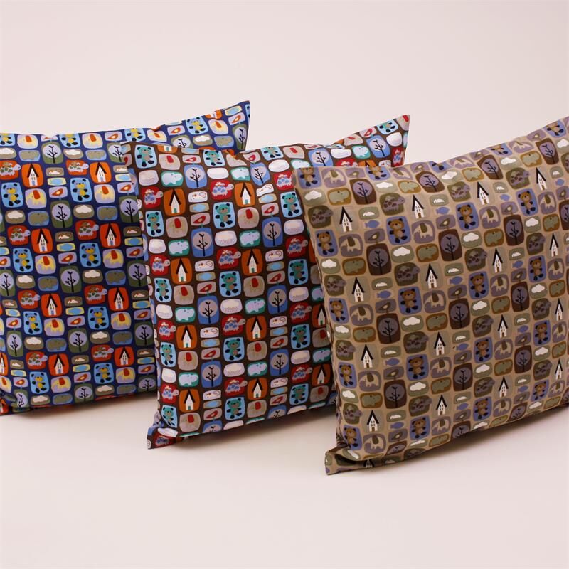 Kissenbezug 40x40 cm Bär Schildkröte Haus Blau
