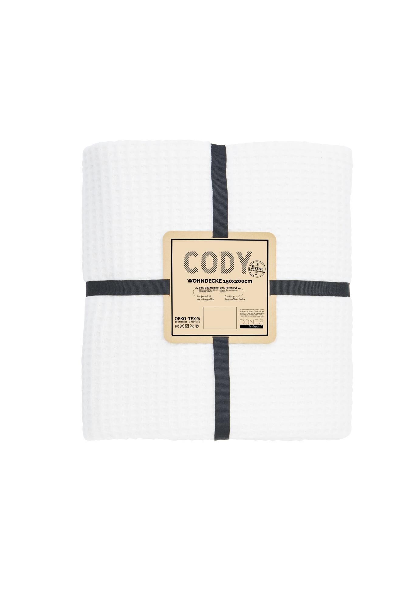 Kuscheldecke Cody Waffel Pique Weiss 150x200 cm