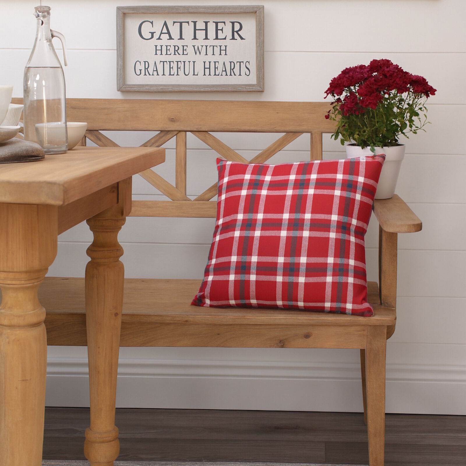 Kissenbezug Karomuster auf Rot