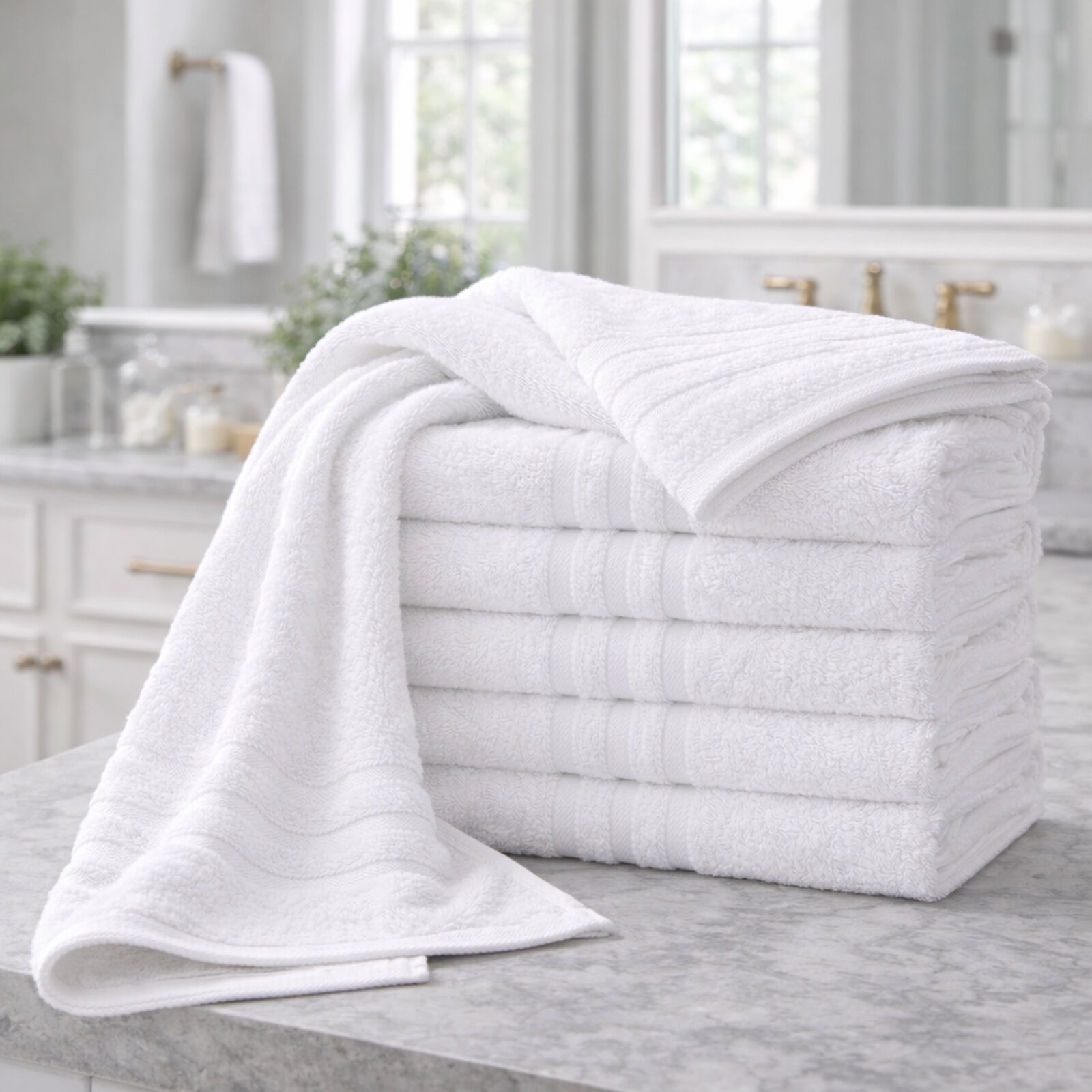 6er Pack Duschtücher Weiß 70x140