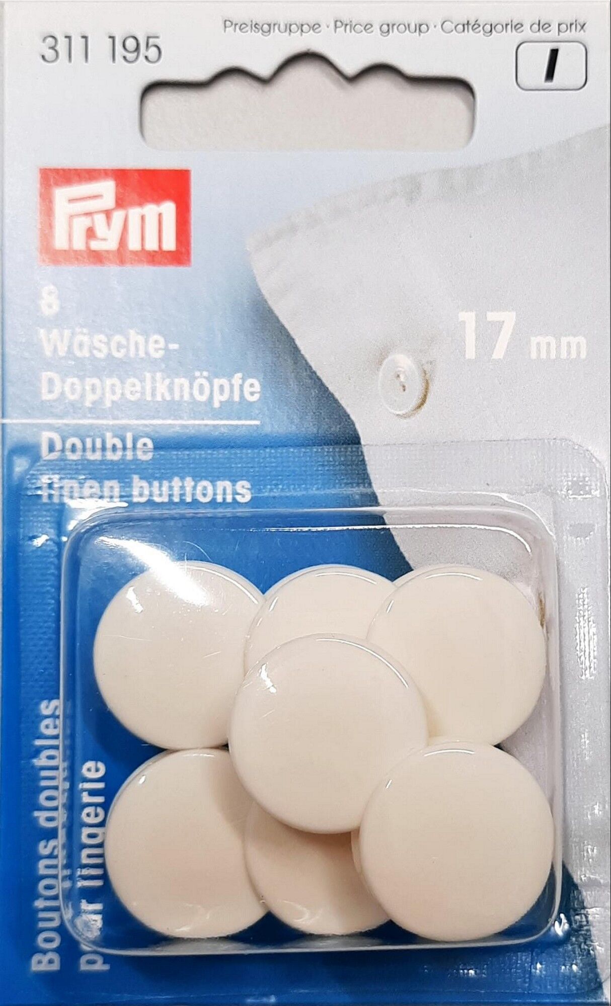 Wäsche-Doppelknöpfe KST 26" 17 mm weiß