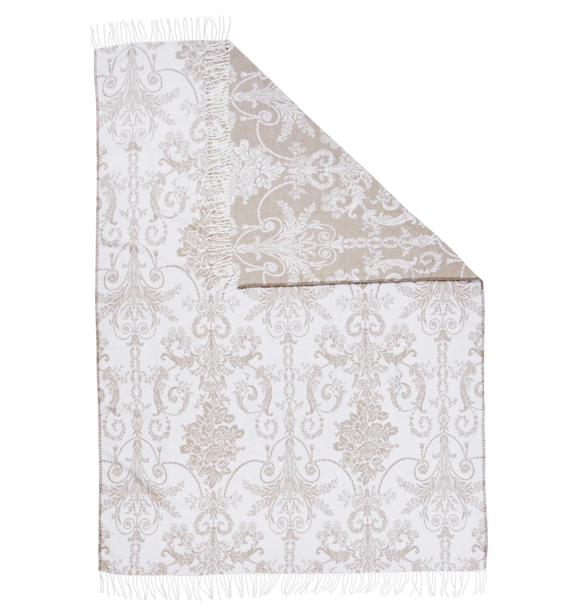 Kuscheldecke Poppy Beige Fransen 150x200 cm Baumwolle