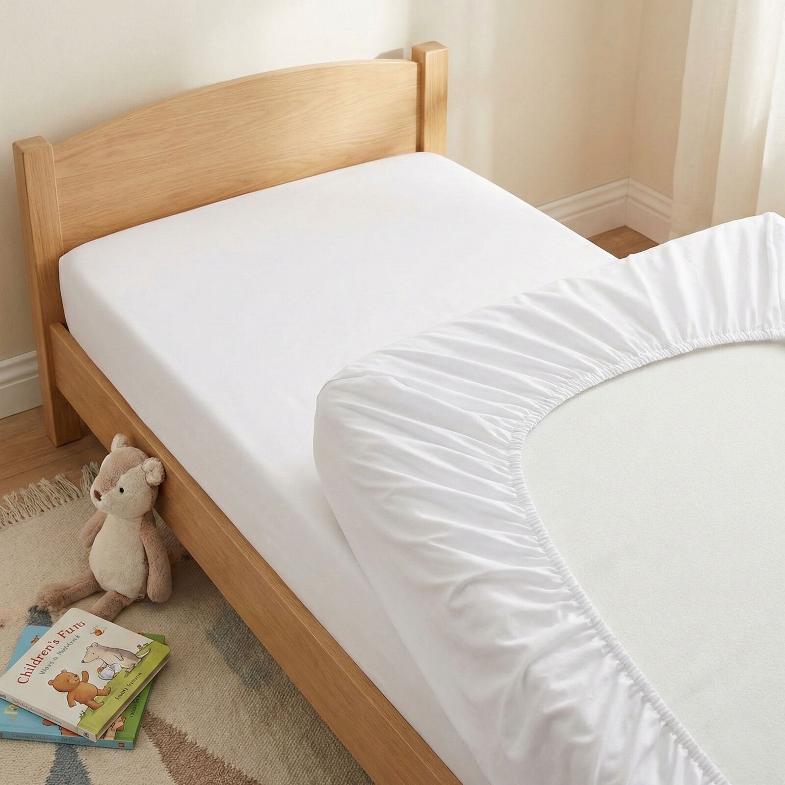 Spannbettlaken Kinder Jersey Weiß 60-70x140 Baumwolle