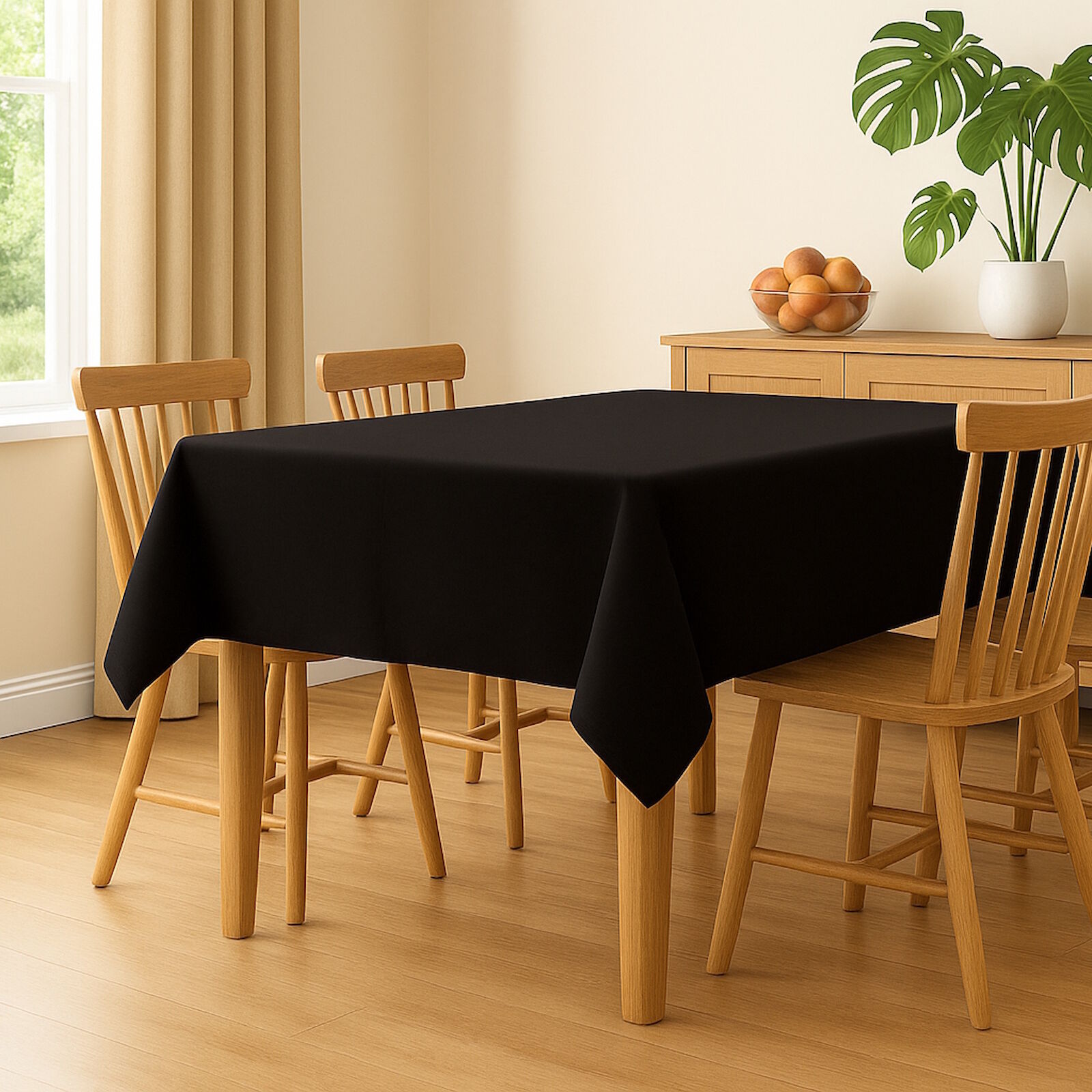 Tischdecke Schwarz Polyester Bügelfrei