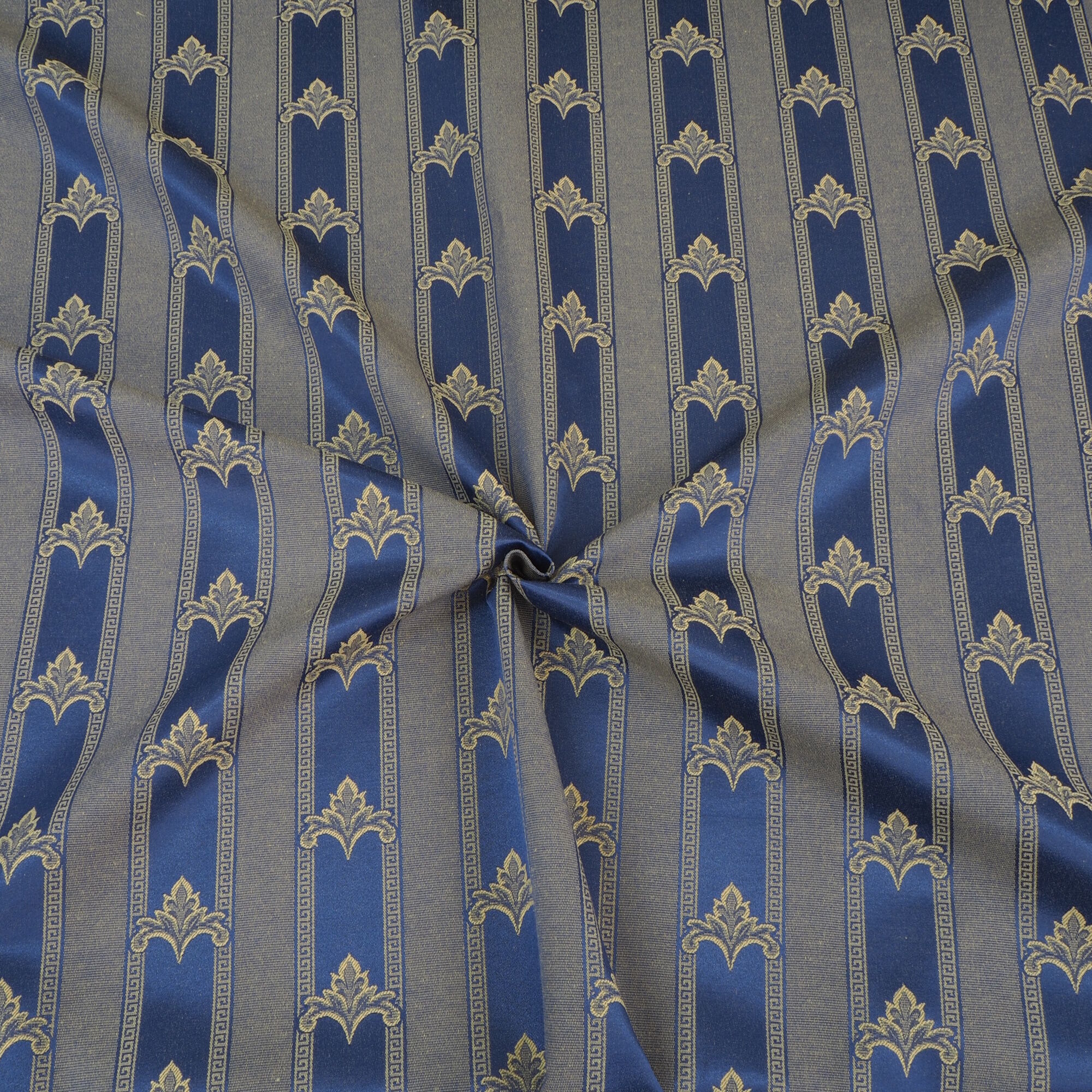 Polsterstoff Meterware Imperio Barock Jacquard Marine Blau