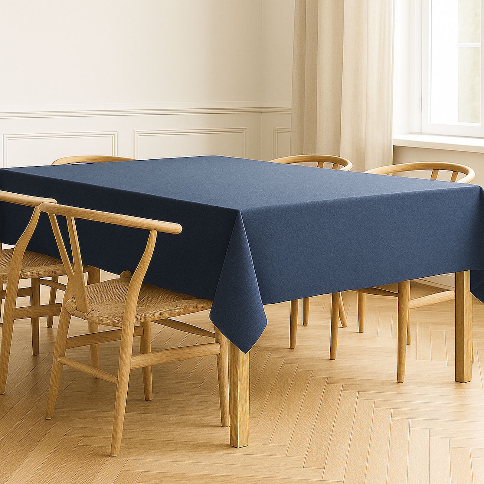 Tischdecke Panama Uni-80x80-Marine
