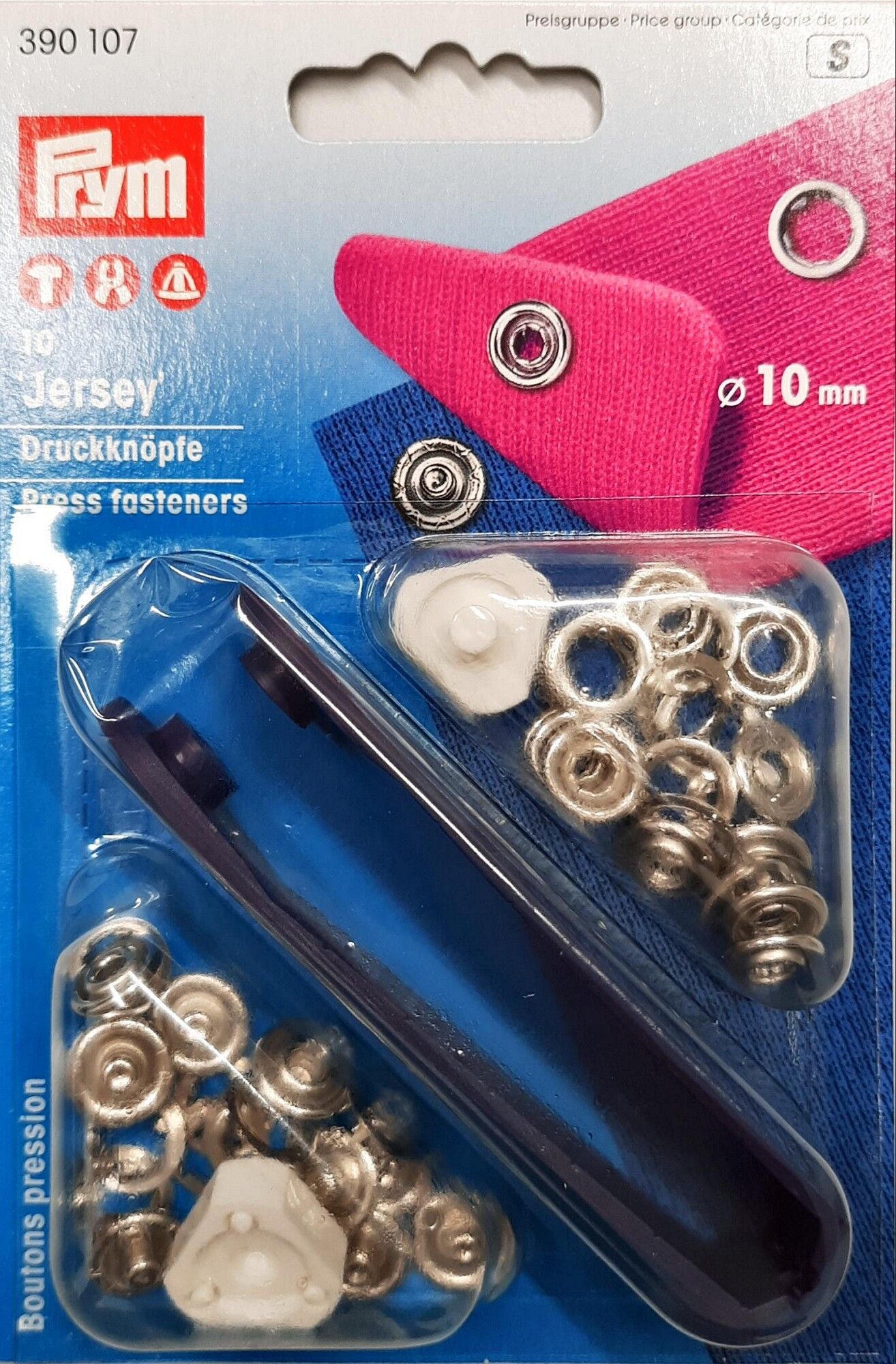 NF-Druckknopf Jersey Zackenring MS 10 mm silberfarbig