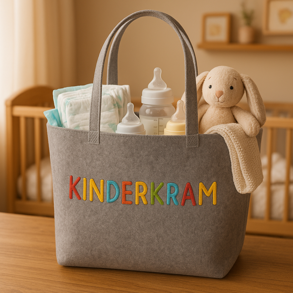 Shopper Tasche Wickeltasche Mama Kinderkram 49x39x13,5 cm hellgrau