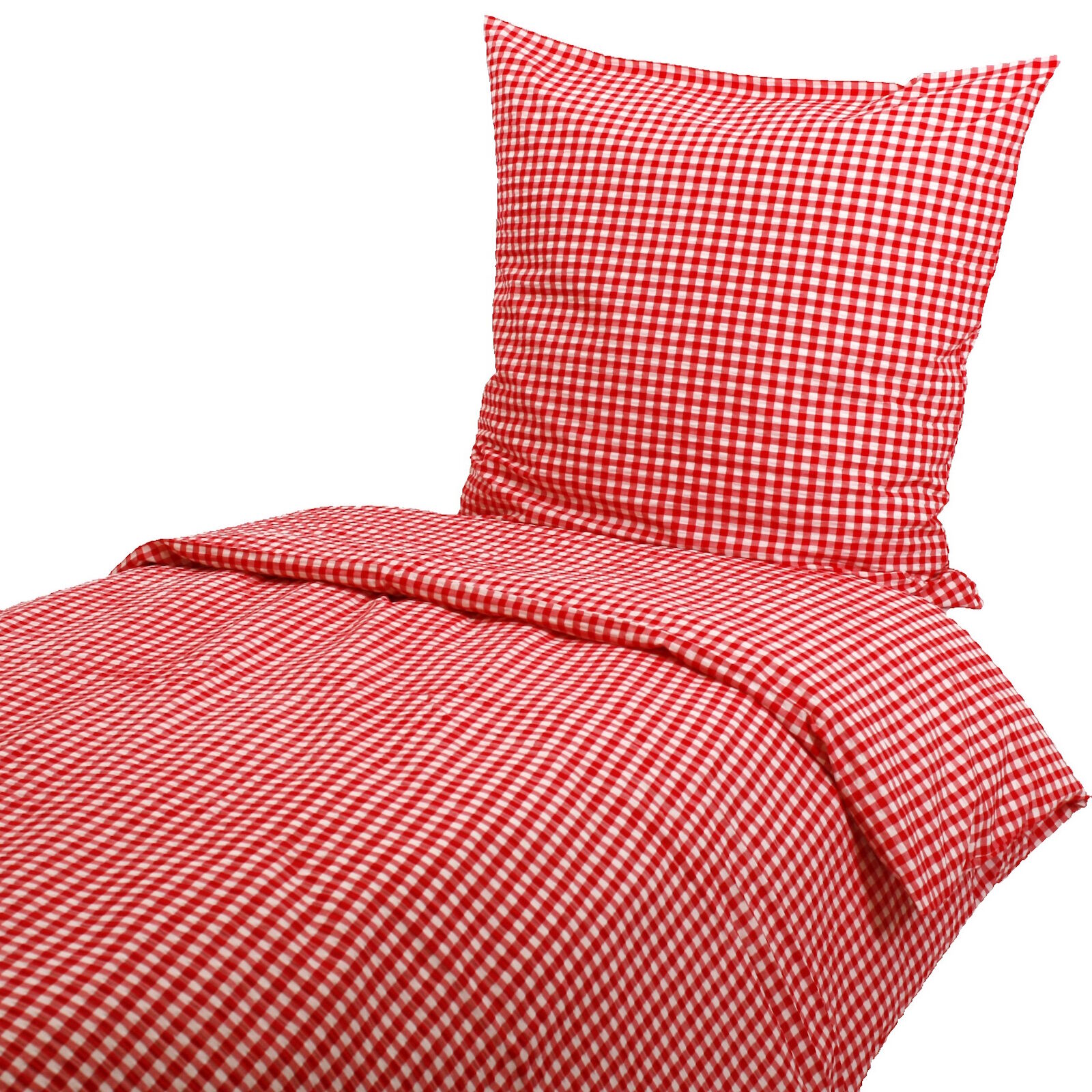Seersucker Hotelbettwäsche Karo 1x1 cm Rot