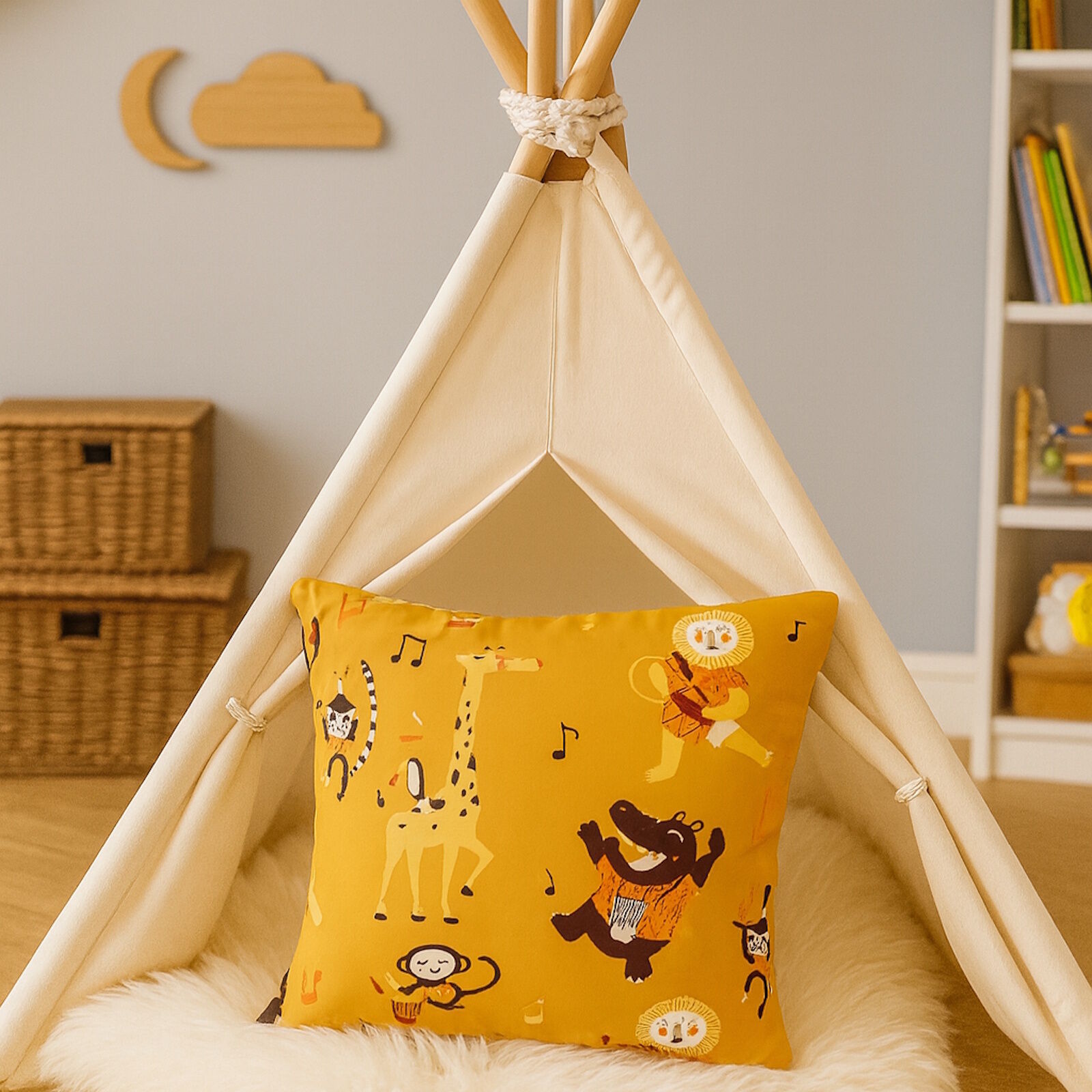 Kissenbezug 40x40 cm Tanzende Tiere Polyester