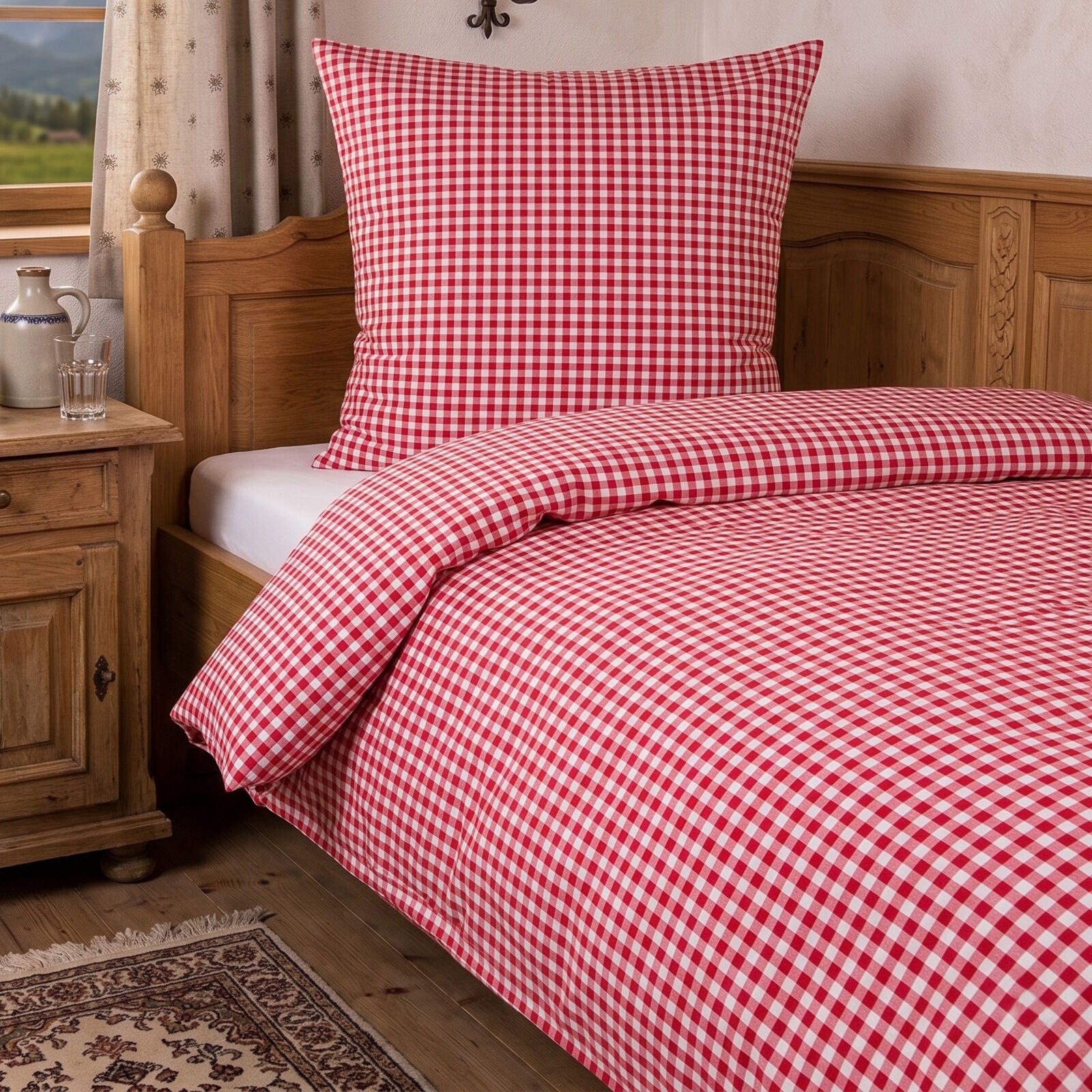 Bettwäsche Rot Weiß kariert – Baumwolle Landhausstil