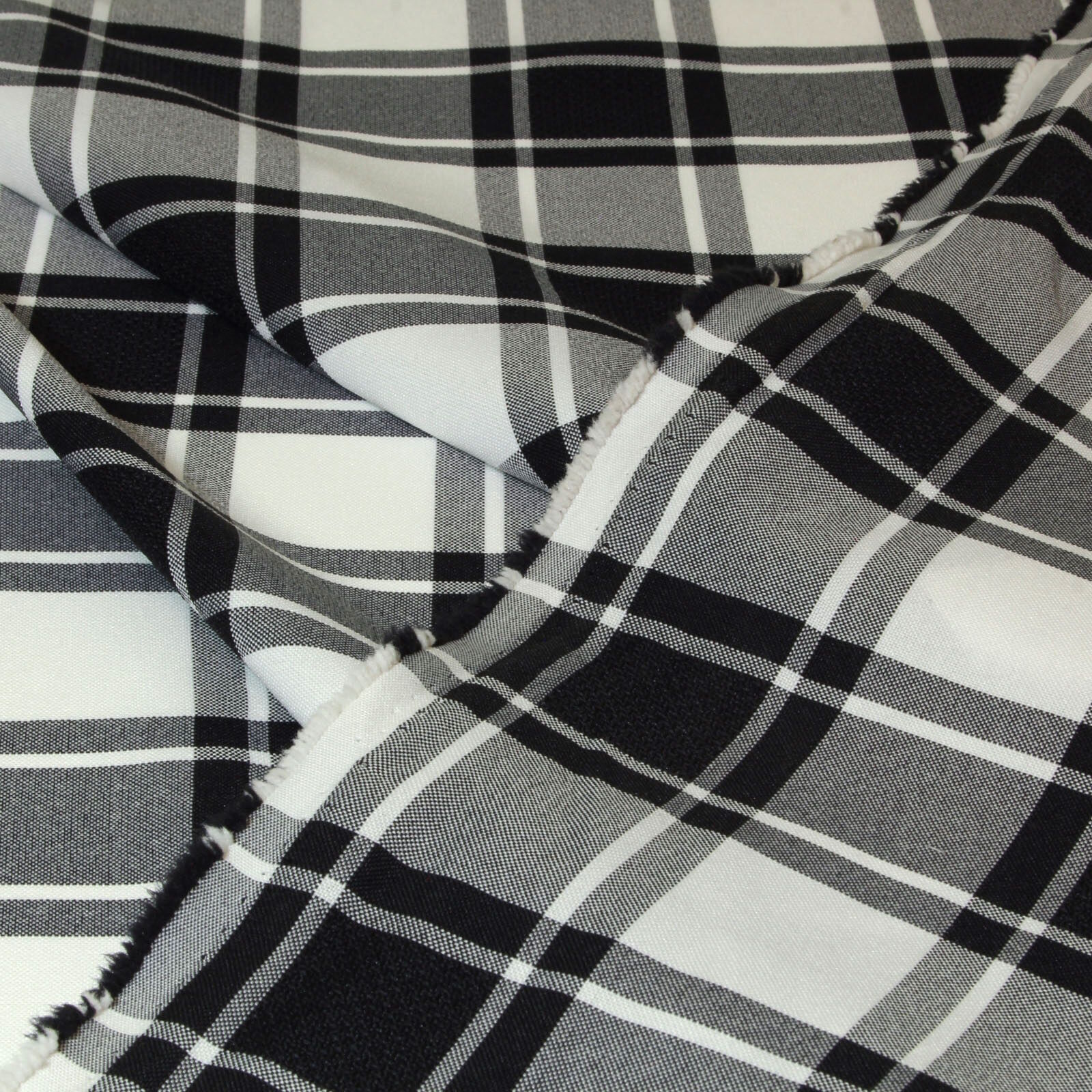 Karierter Stoff Schwarz Polyester