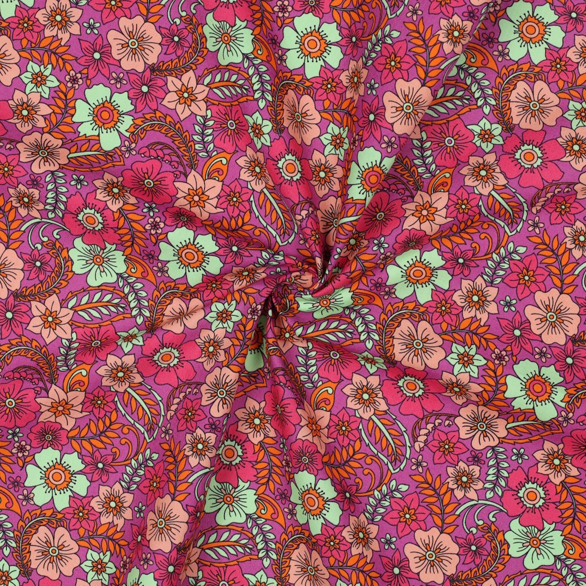 Stoff Meterware Blumen Alisha Pink Baumwolle