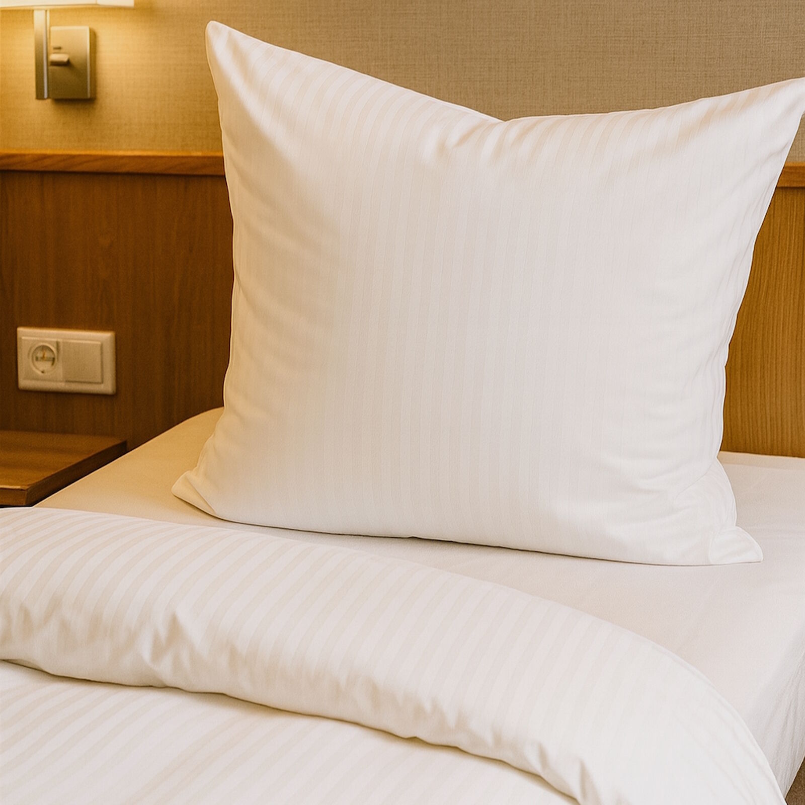 Damast Hotelbettwäsche Streifen 10 mm Weiß