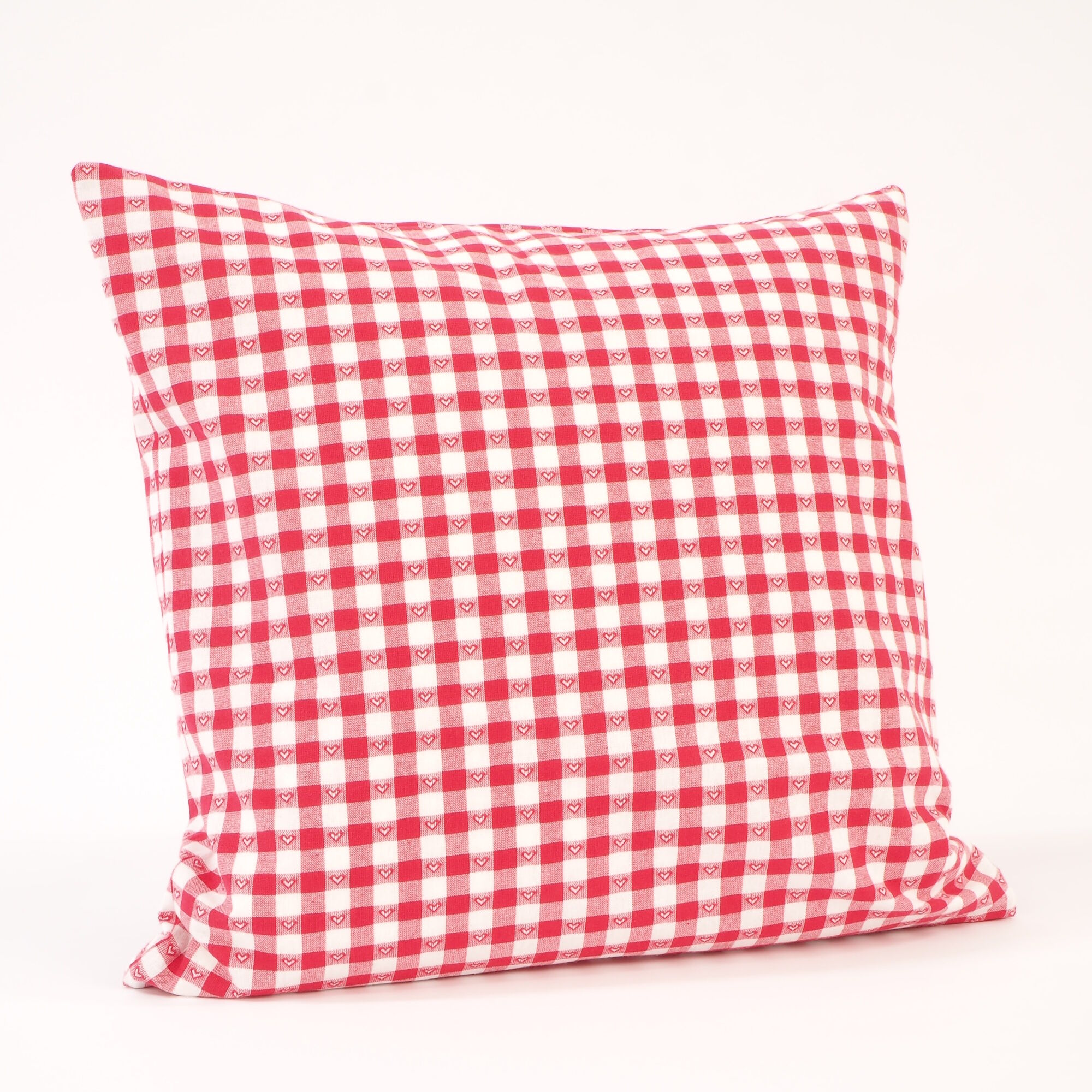 Kissenbezug Karo 1x1 cm Rot mit Herz