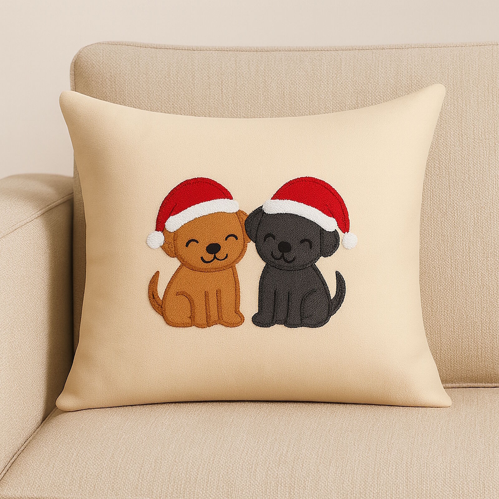Collection D'Art Weihnachtshirsch Kreuzstichkissen – 40x40 Cm, Vorgezeichnet, Inkl. Garn & Nadel