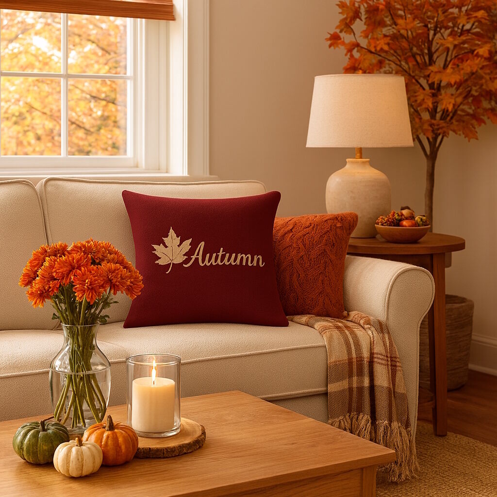 Herbstkissen Autumn 40x40 aus Baumwolle bestickt