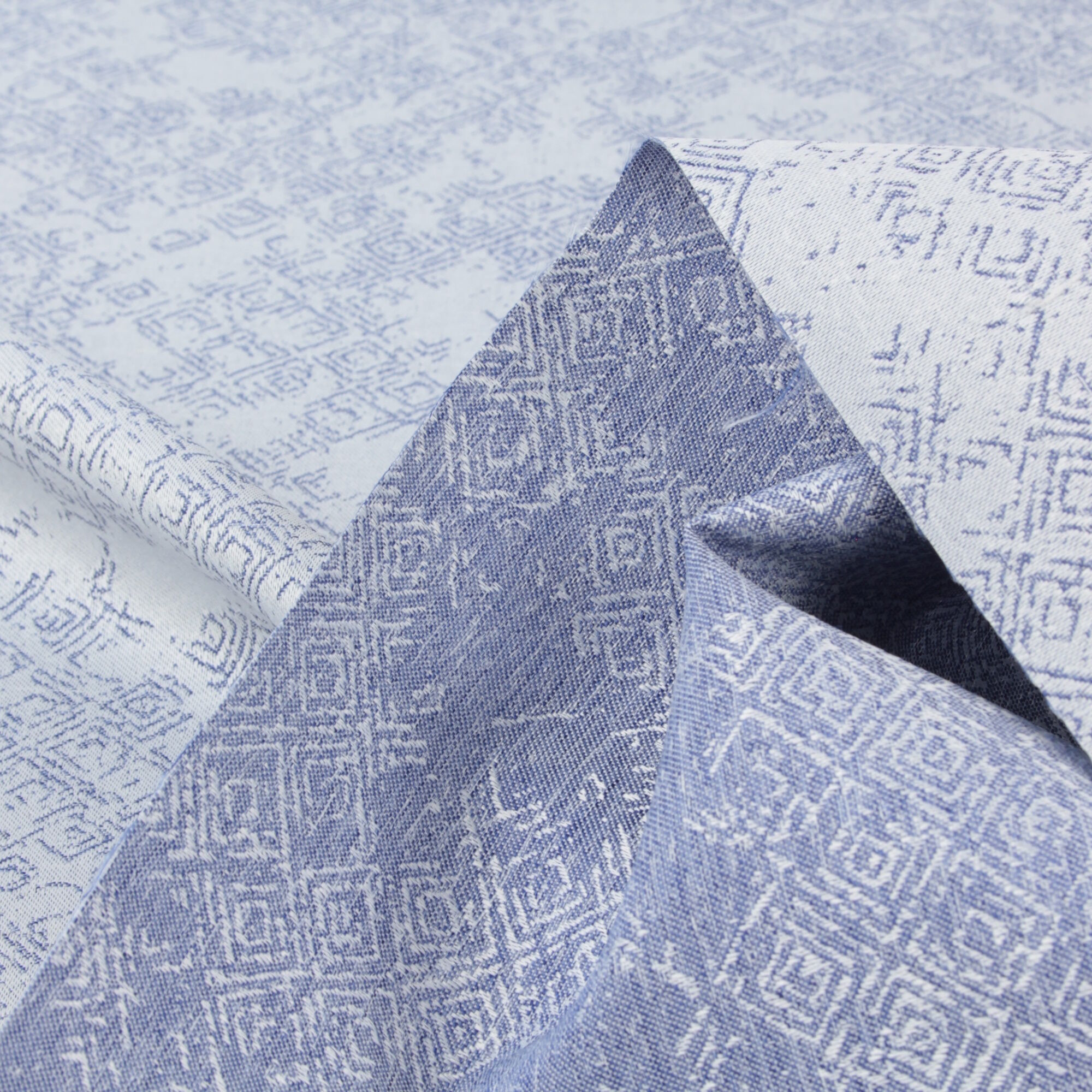 Stoff Meterware Melina Blau Jacquard Mischgewebe