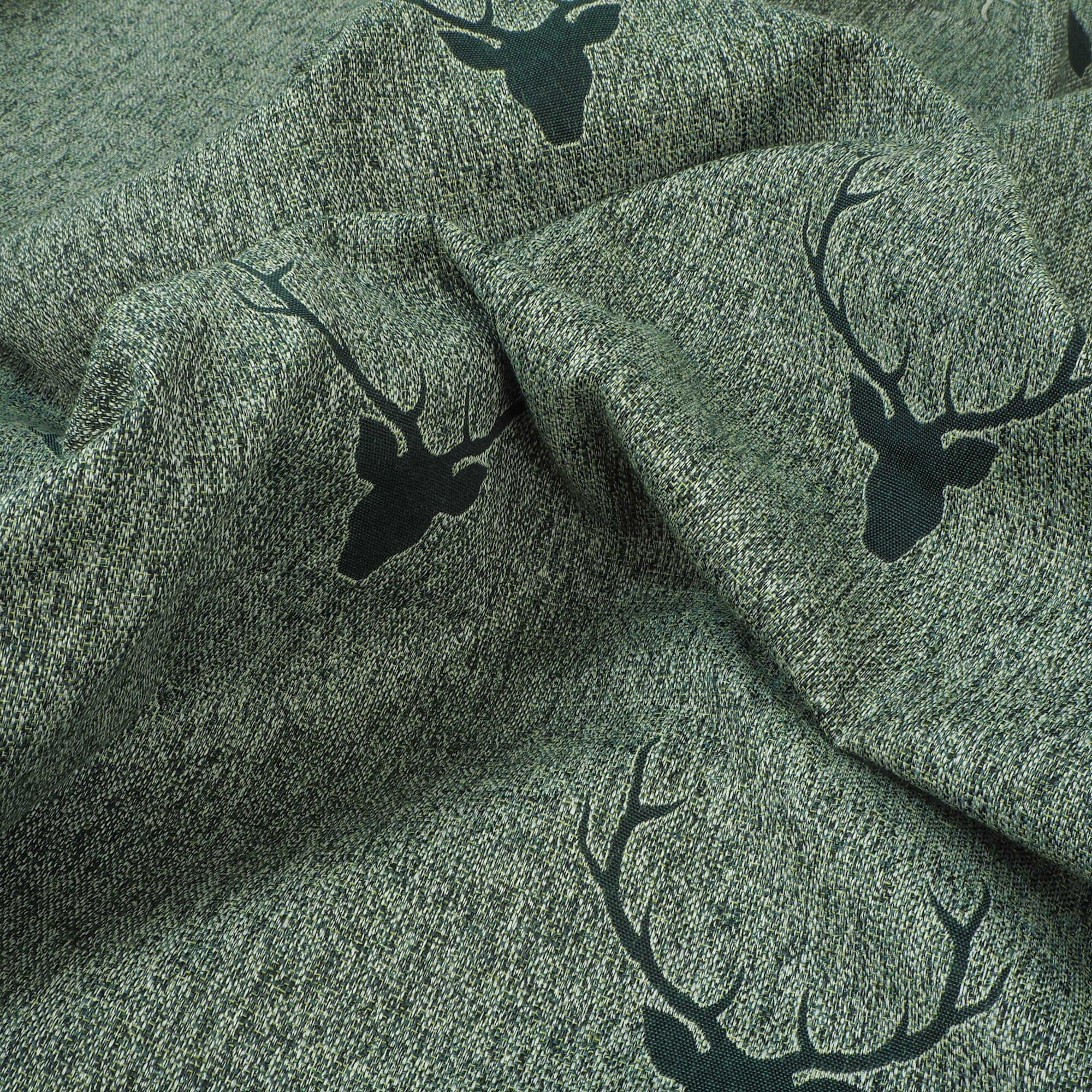 Stoff Meterware Hirsch Egon Grün Wene-Jaquard Polyester