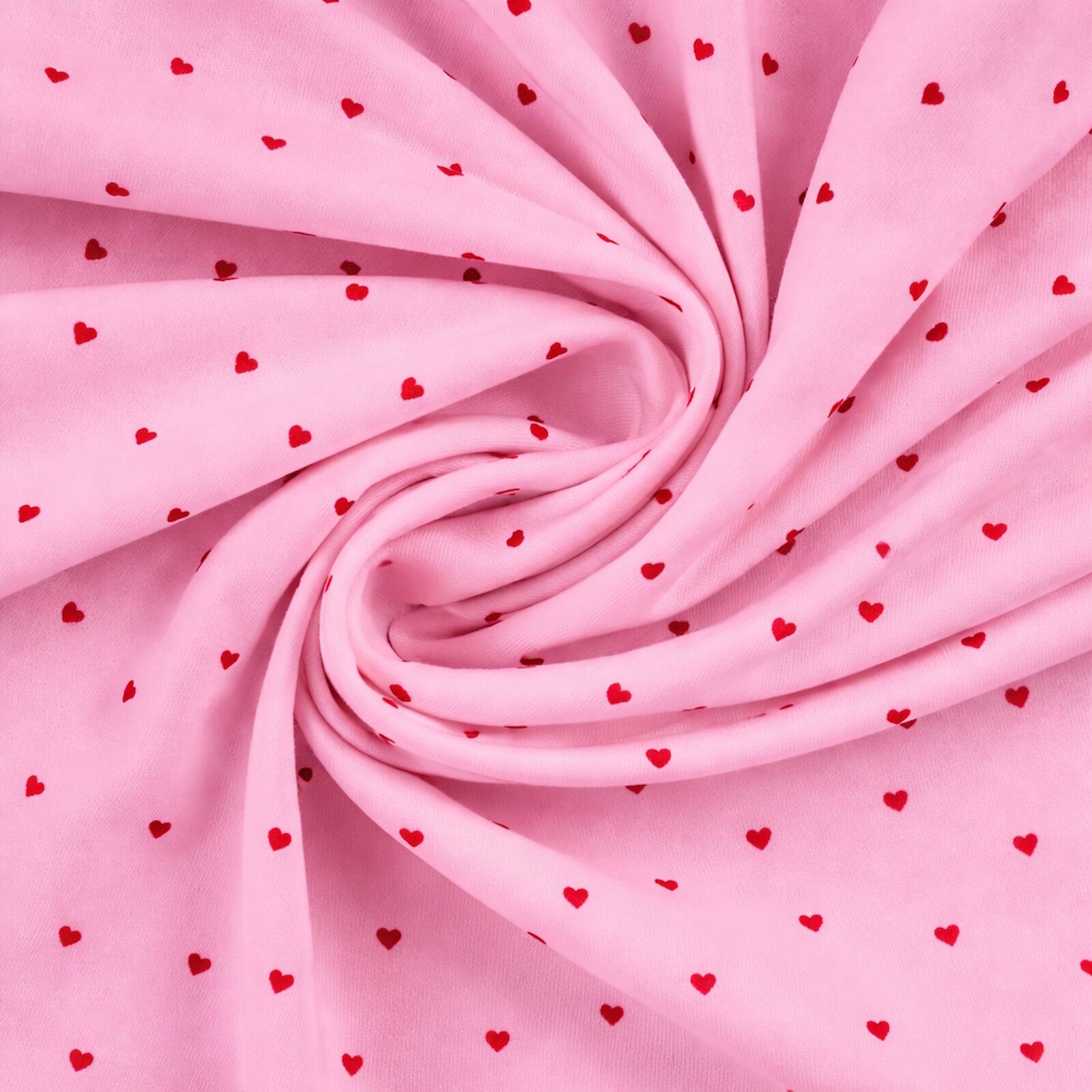 Jersey Stoff Kleine Herzen Rosa Meterware