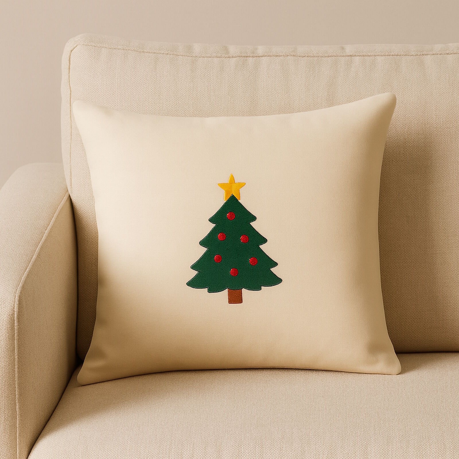 Weihnachtskissen Tannenbaum 40x40 aus Baumwolle bestickt