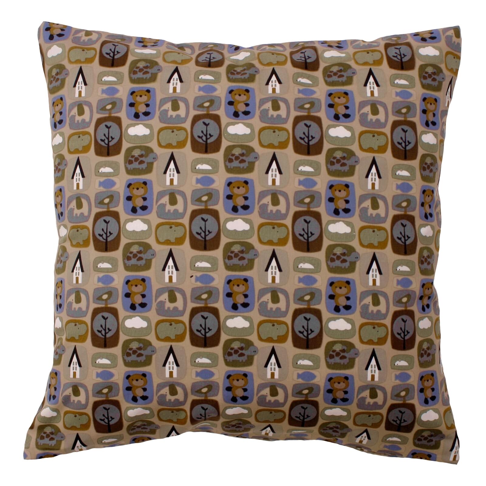 Komplettkissen 40x40 cm Bär Schildkröte Haus Beige
