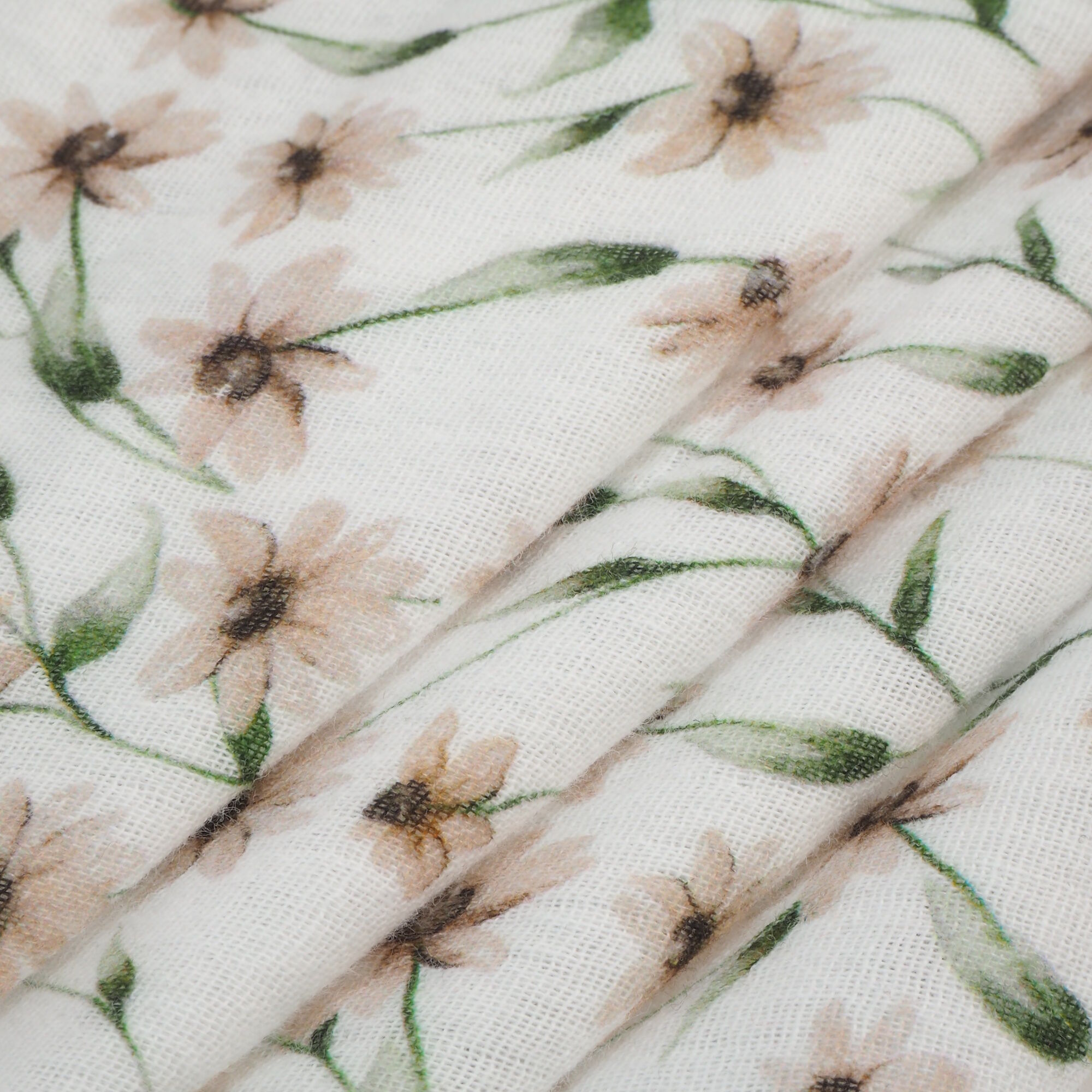 Stoff Meterware Vintage Blumen Bio Musselin