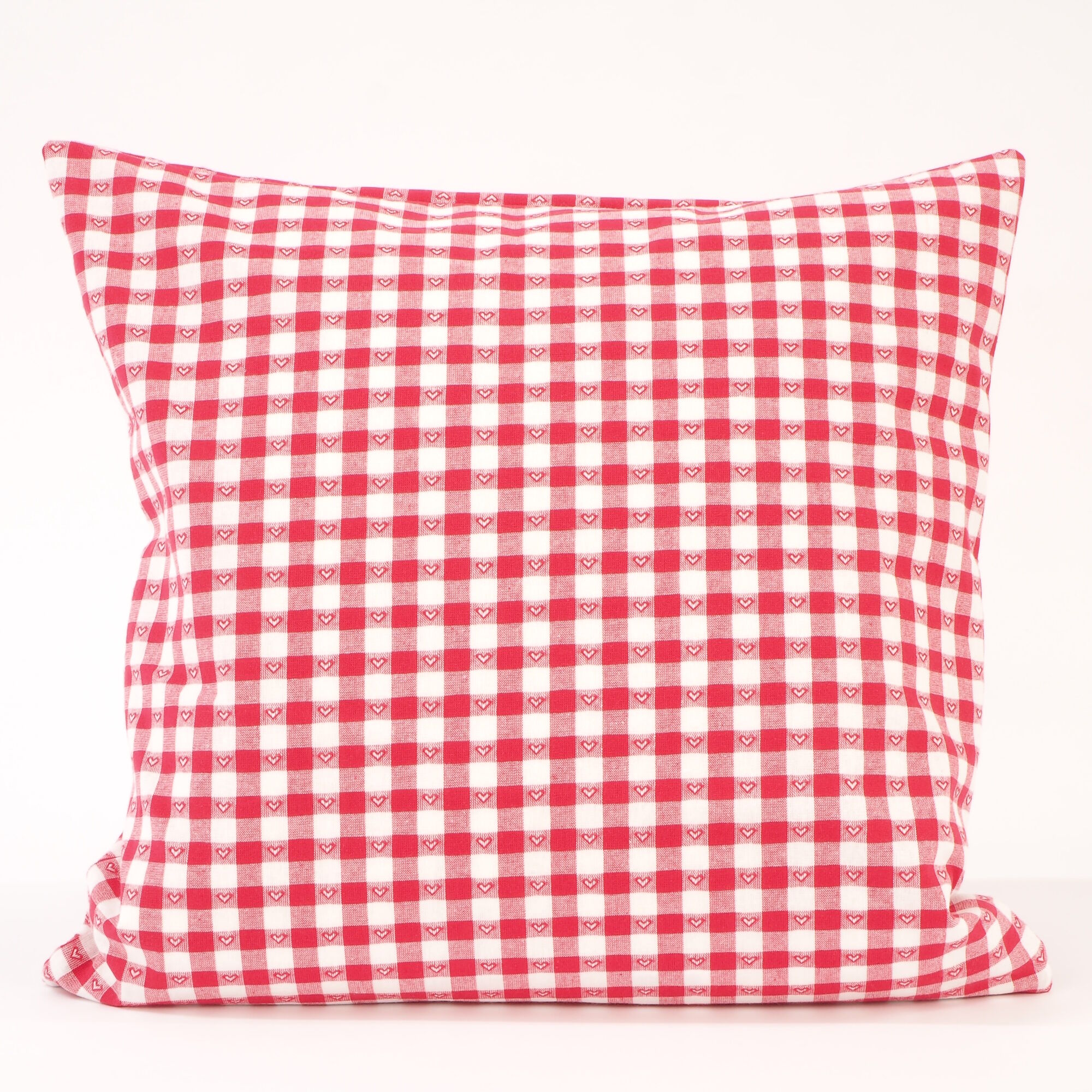 Kissenbezug 40x40 cm Karo 1x1 cm Rot mit Herz