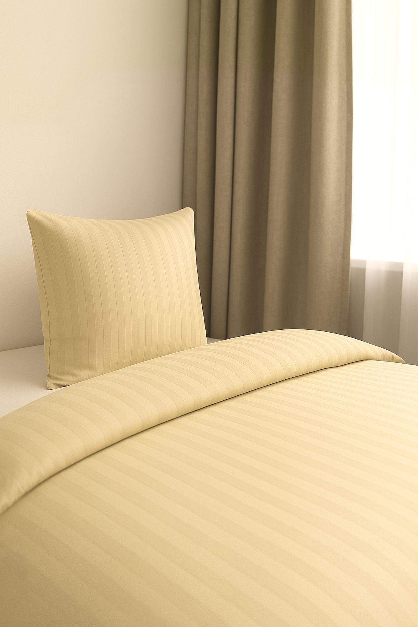 Hotelbettwäsche Streifensatin 25 mm Gelb-135x200 60x80 cm