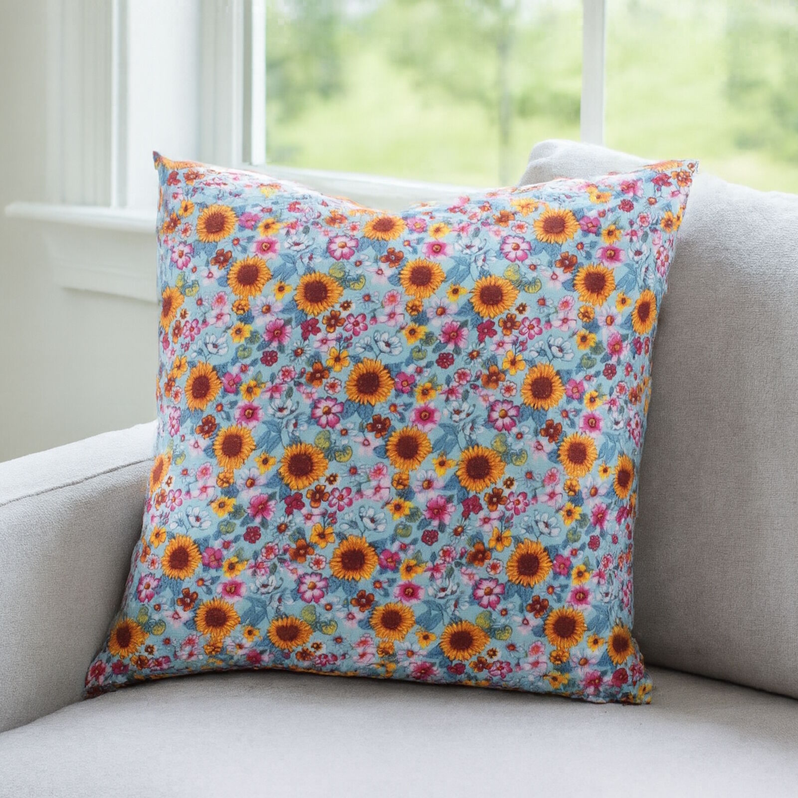 Sonnenblumen Kissenbezug 40x40 Blau