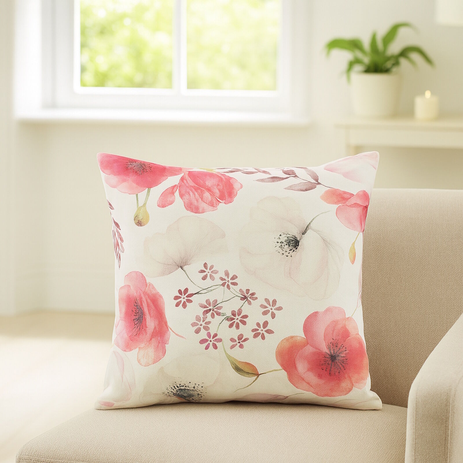 Kissenbezug 30x30 Mohnblumen Rosa