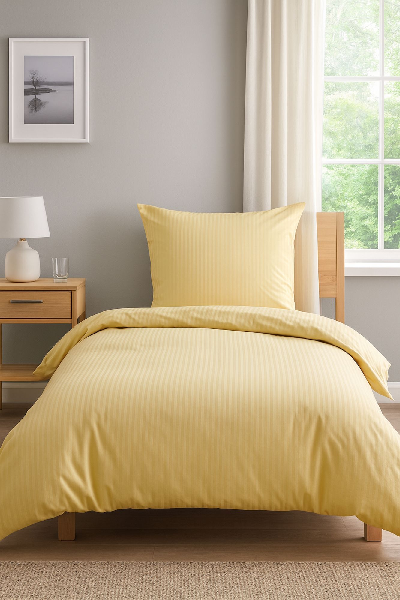 Damast Bettwäsche Streifen 10 mm Gelb