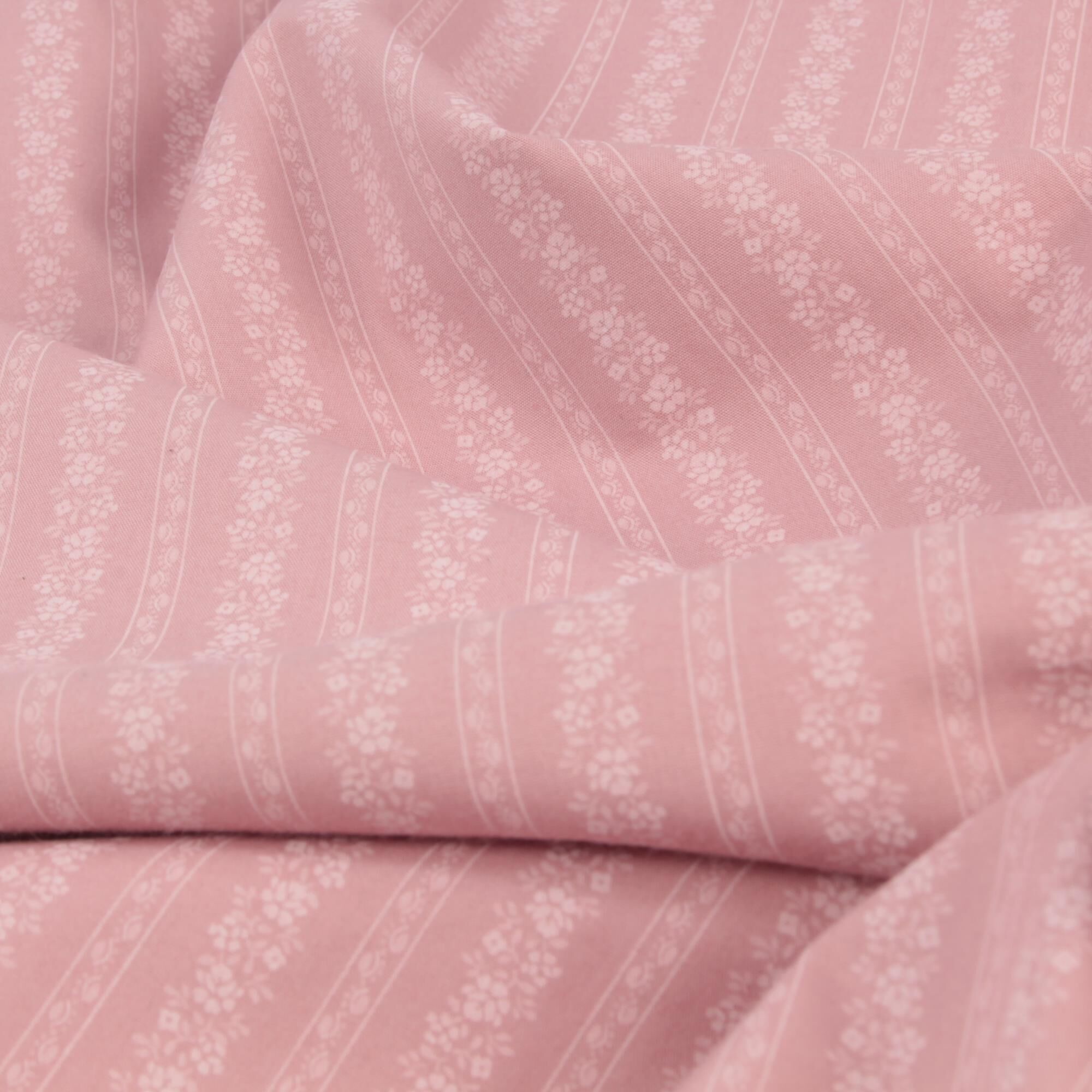 Stoff Meterware Blumen Streifen Rosi Rosa Dirndl