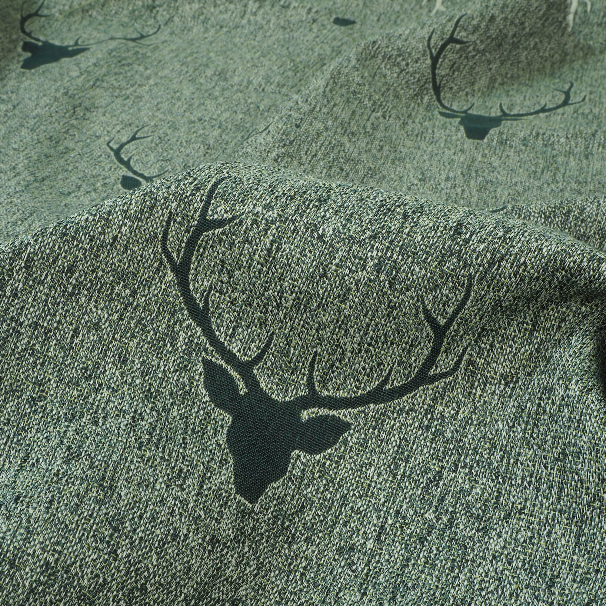 Stoff Meterware Hirsch Egon Grün Wene-Jaquard Polyester