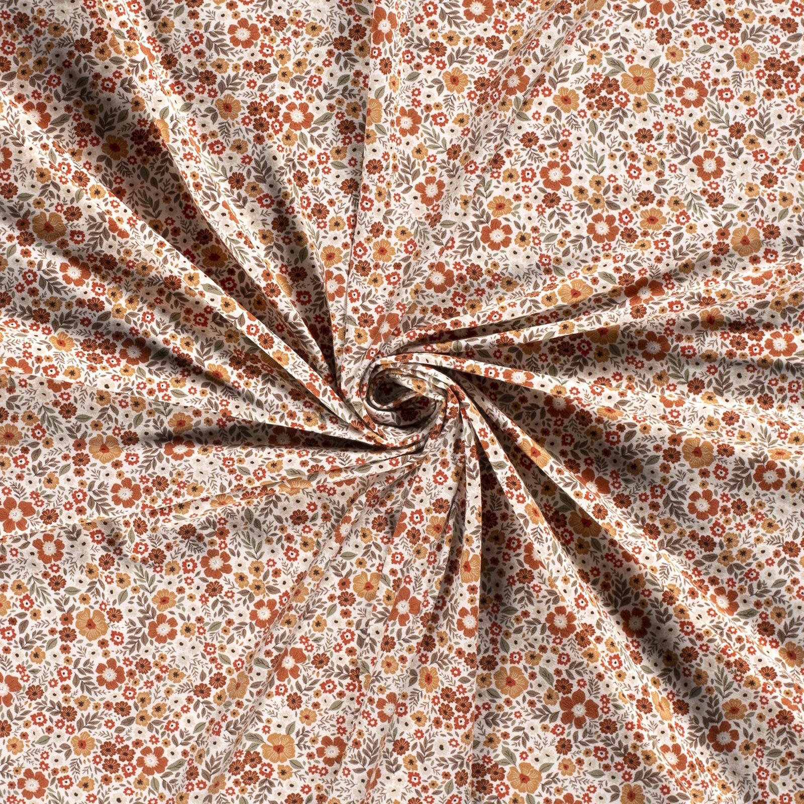 Jersey Stoff Blumen Blümchen Beige Meterware 150 cm