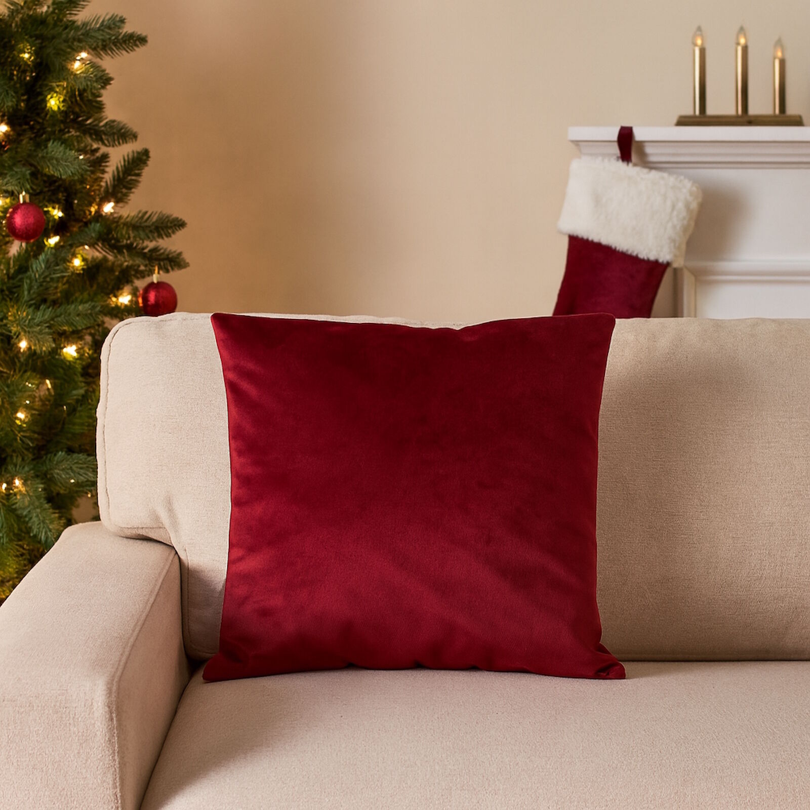 Samt Weihnachtskissen Bordeaux Rot – weich, edel & festlich
