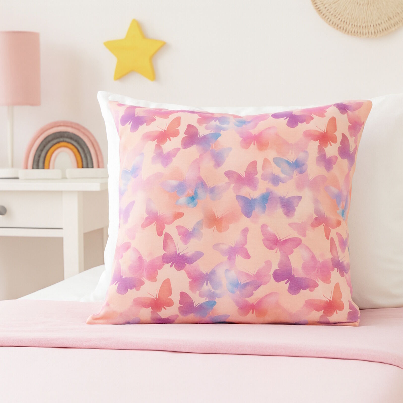 Kissenbezug 40x40 cm Schmetterlinge Rosa Jersey